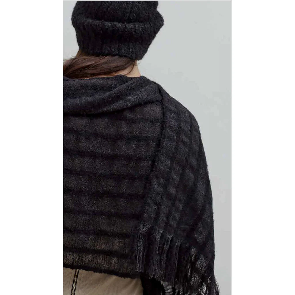 Black Loop Knit Alpaca Scarf - Image 4