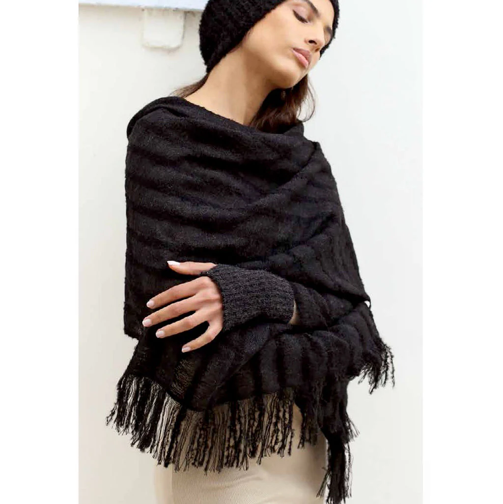 Black Minimalist Alpaca Gloves - Image 3