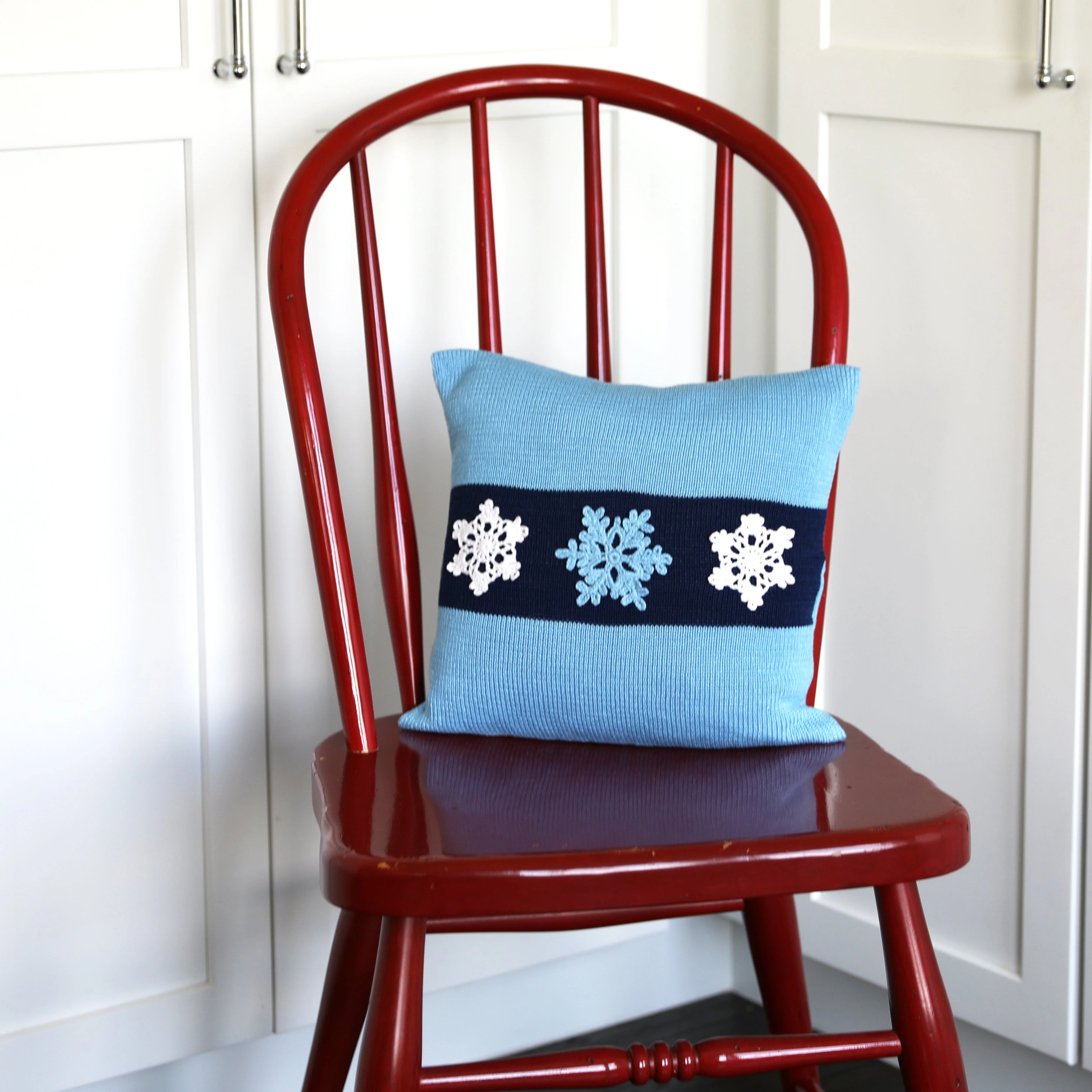Blue Snowflake Pillow, 12" - Image 3