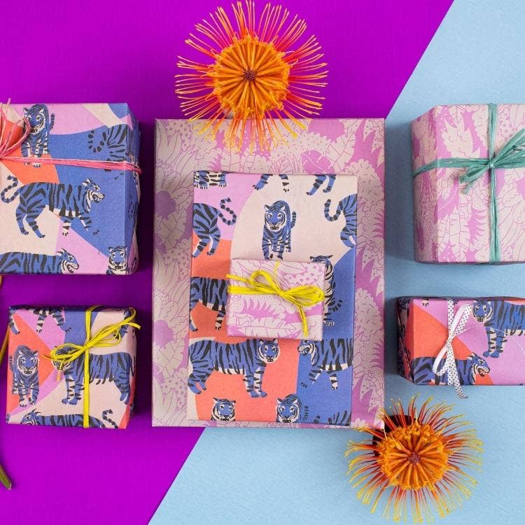 Blue Tigers • Double-Sided Everyday Eco Wrapping Paper - Image 2