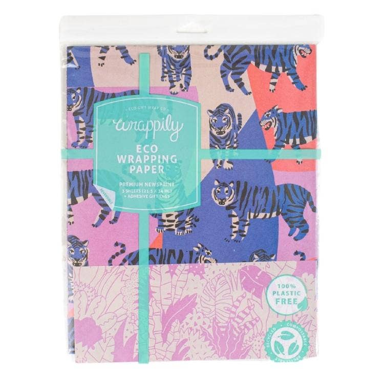 Blue Tigers • Double-Sided Everyday Eco Wrapping Paper - Image 3