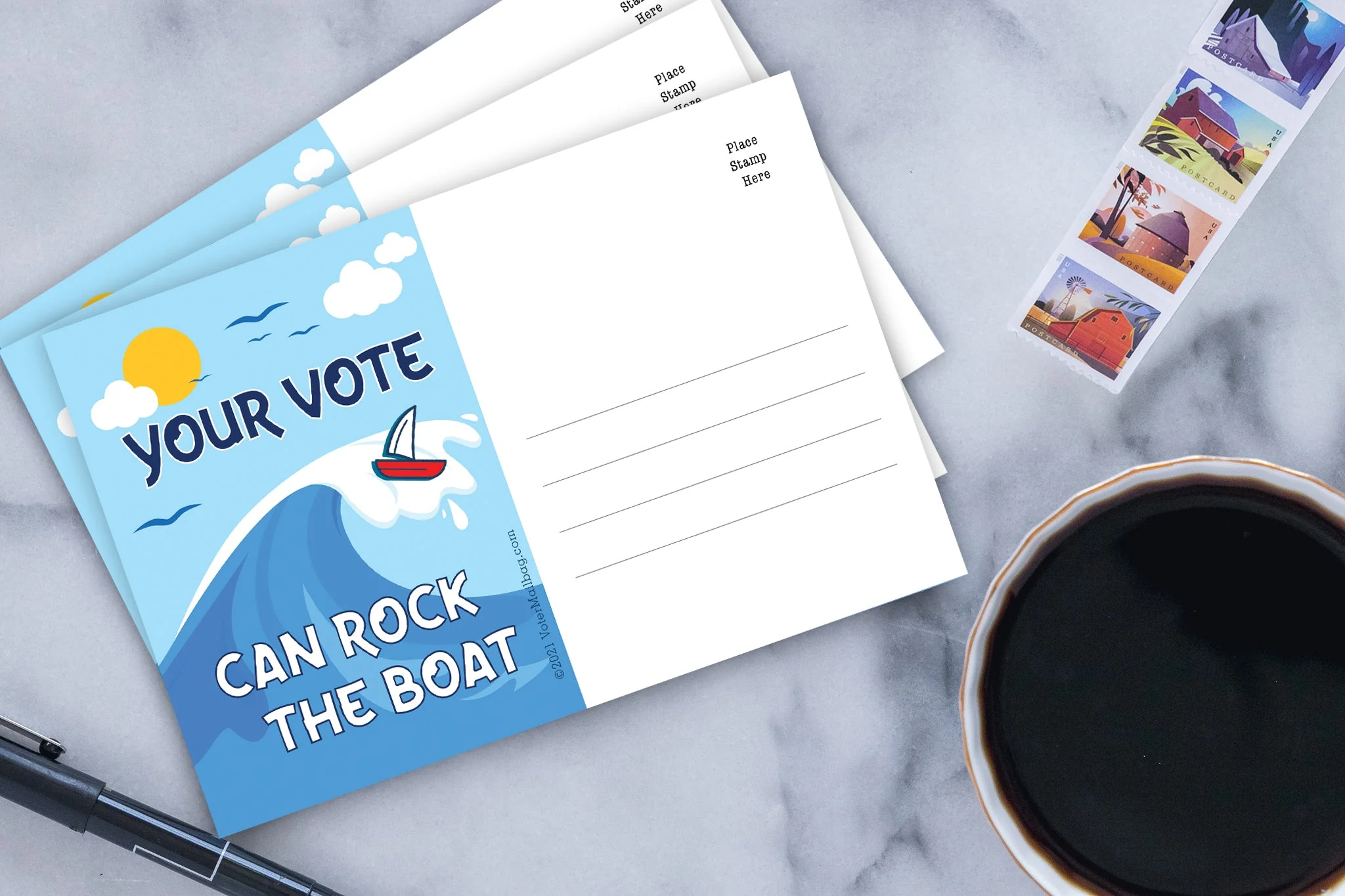 Blue Wave Blank 4x6 Voter Postcards - Image 2