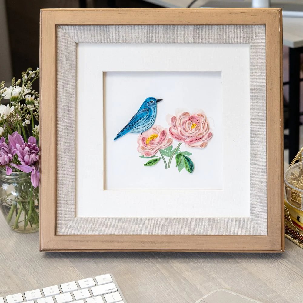 Bluebird & Peonies Quilled Greeting Card - Image 2