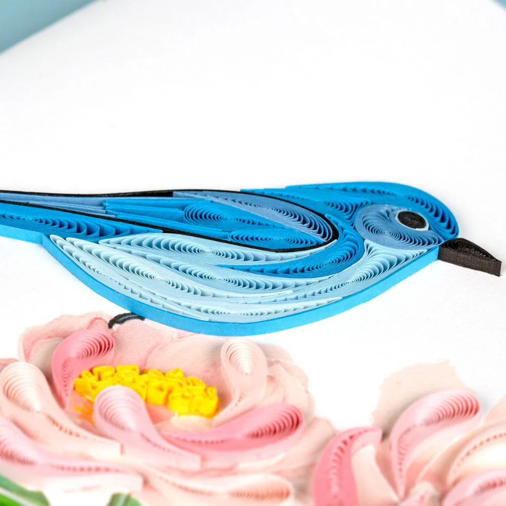Bluebird & Peonies Quilled Greeting Card - Image 3