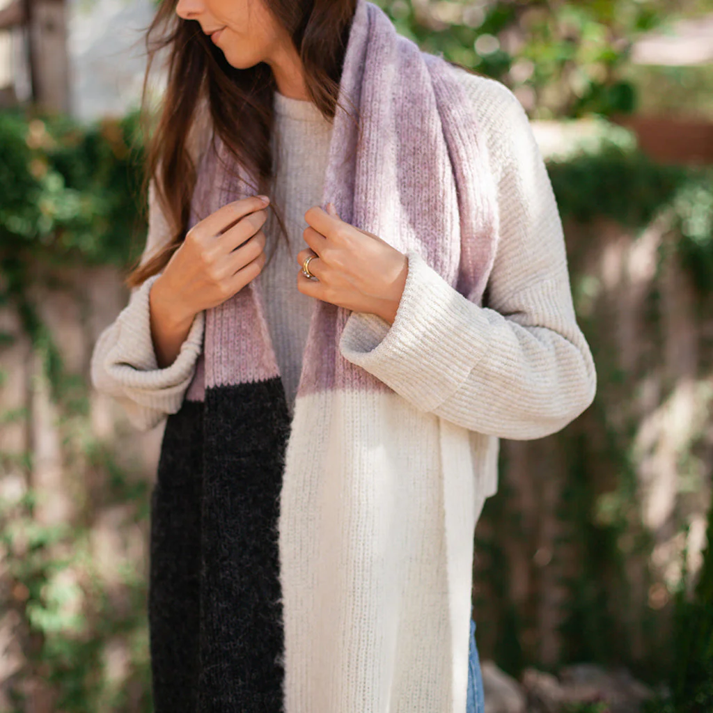 Blush Color Block Alpaca Scarf - Image 2
