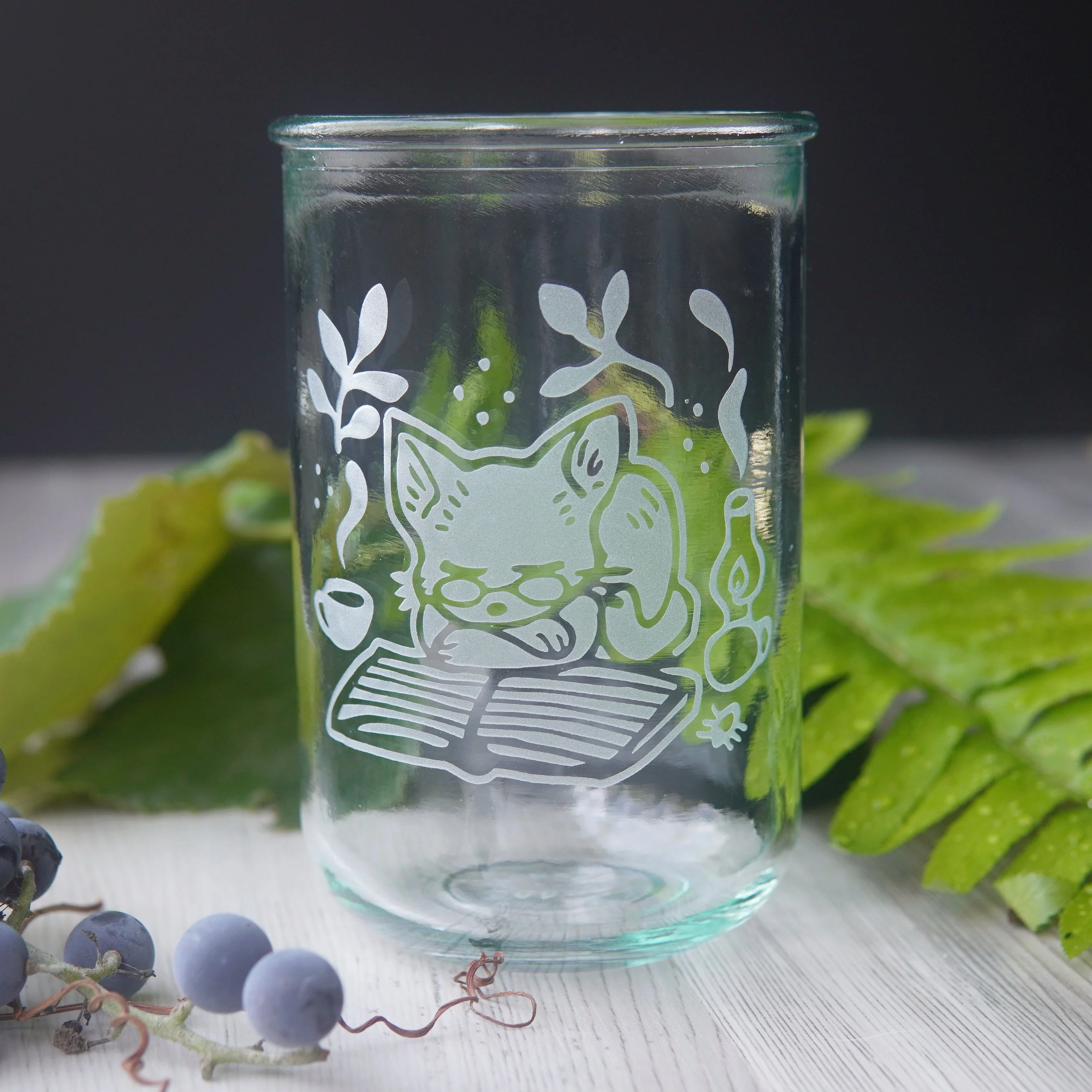 Book Cat Rustic Recycled Glass Candle Cup - Image 2