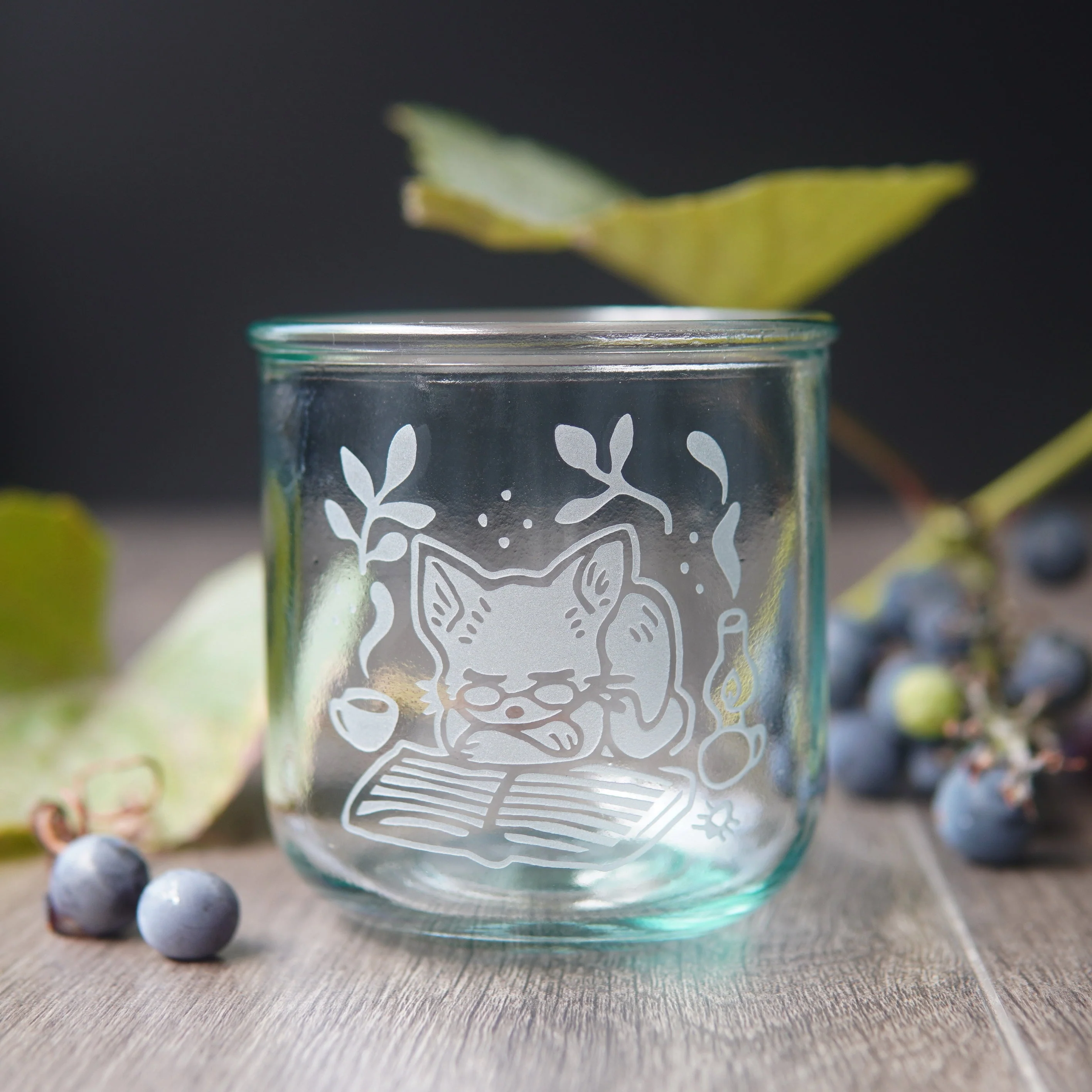 Book Cat Rustic Recycled Glass Candle Cup - Image 4