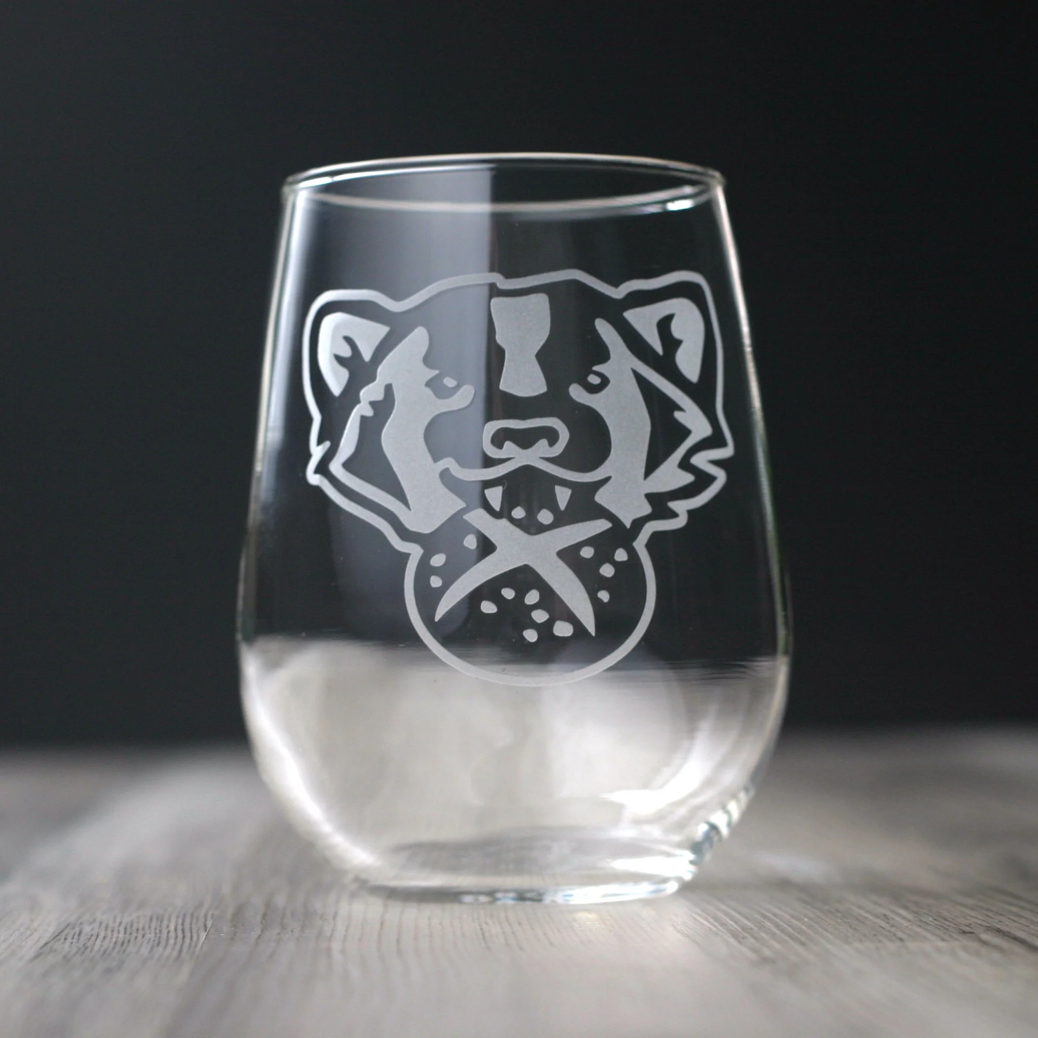 Bread and Badger Stemless Wine Glass - etched glassware - Image 3