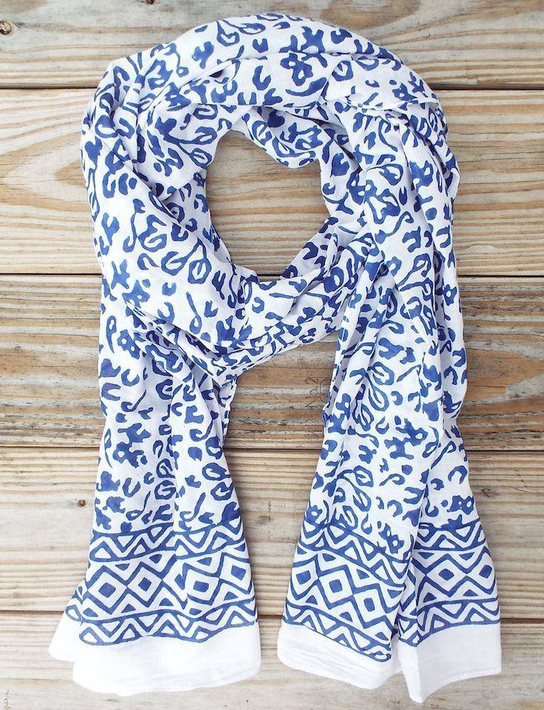 Bright Blue Abstract Scarf - Image 3