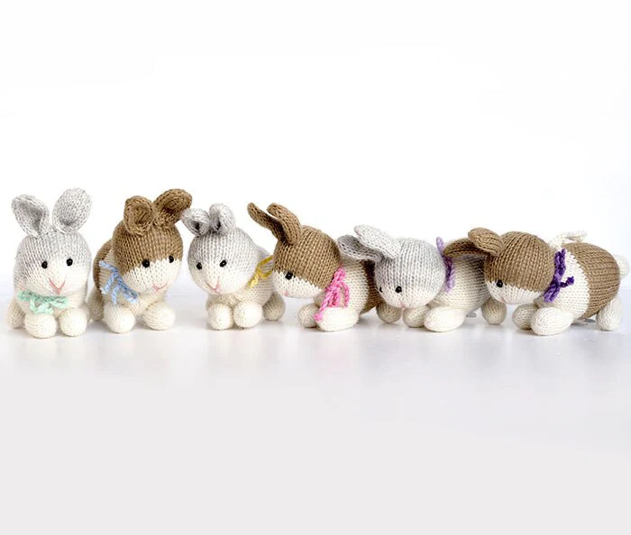 Bunnies with Bows Ornaments- set of 6 - Image 2
