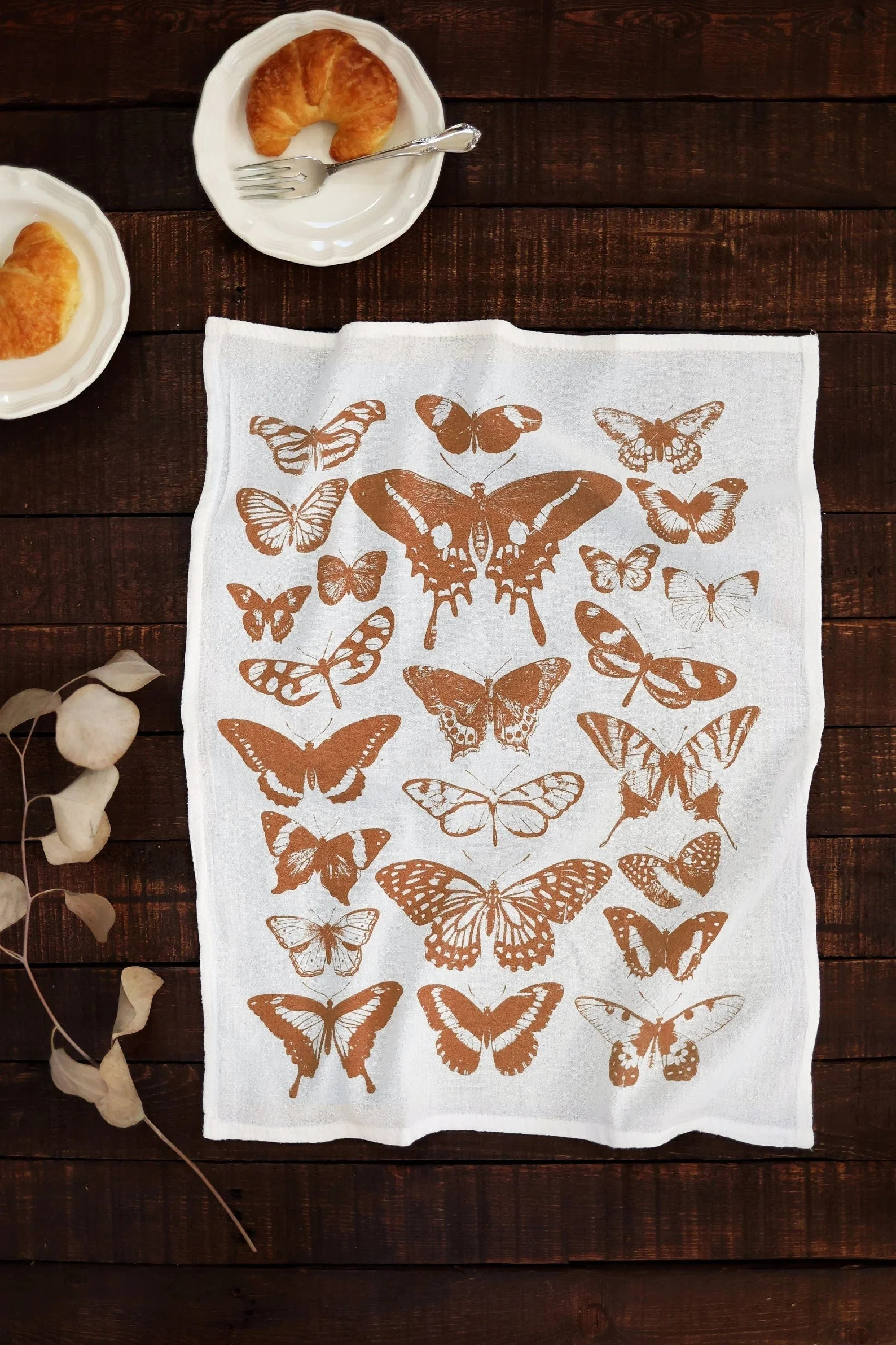Butterfly Tea Towel Terra-cotta - Image 3