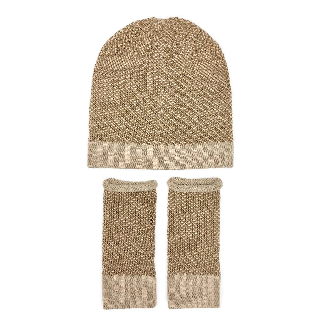 Camel Interwoven Alpaca Gloves - Image 3