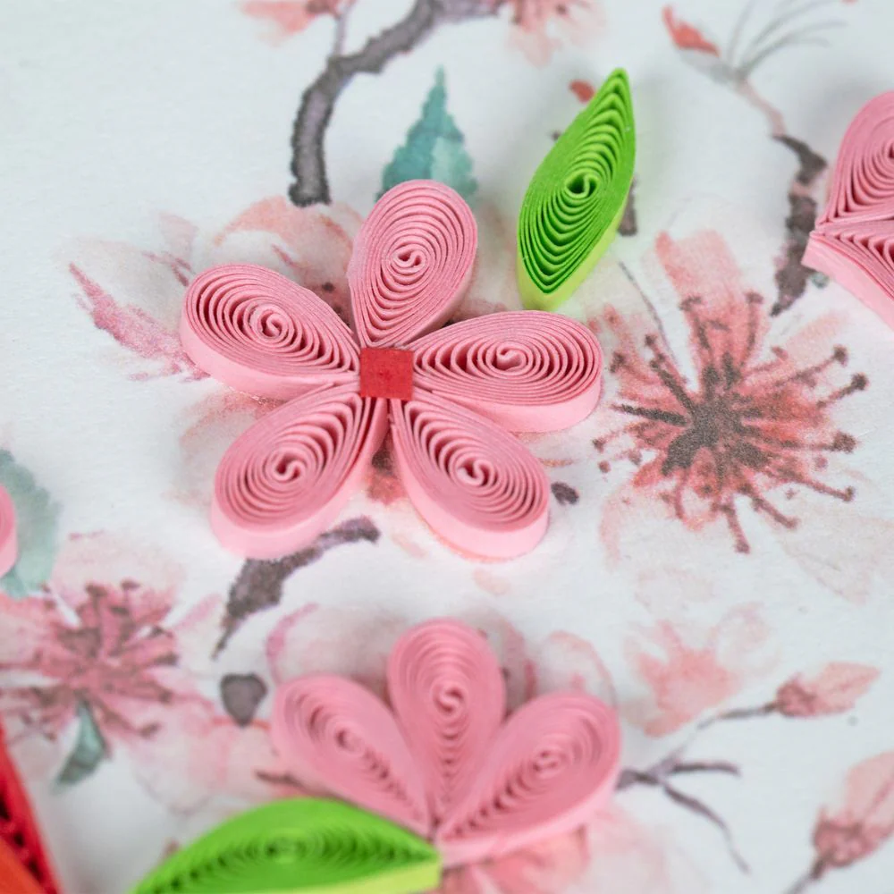 Cardinal and Cherry Blossom Quilled Greeting Card - Image 2