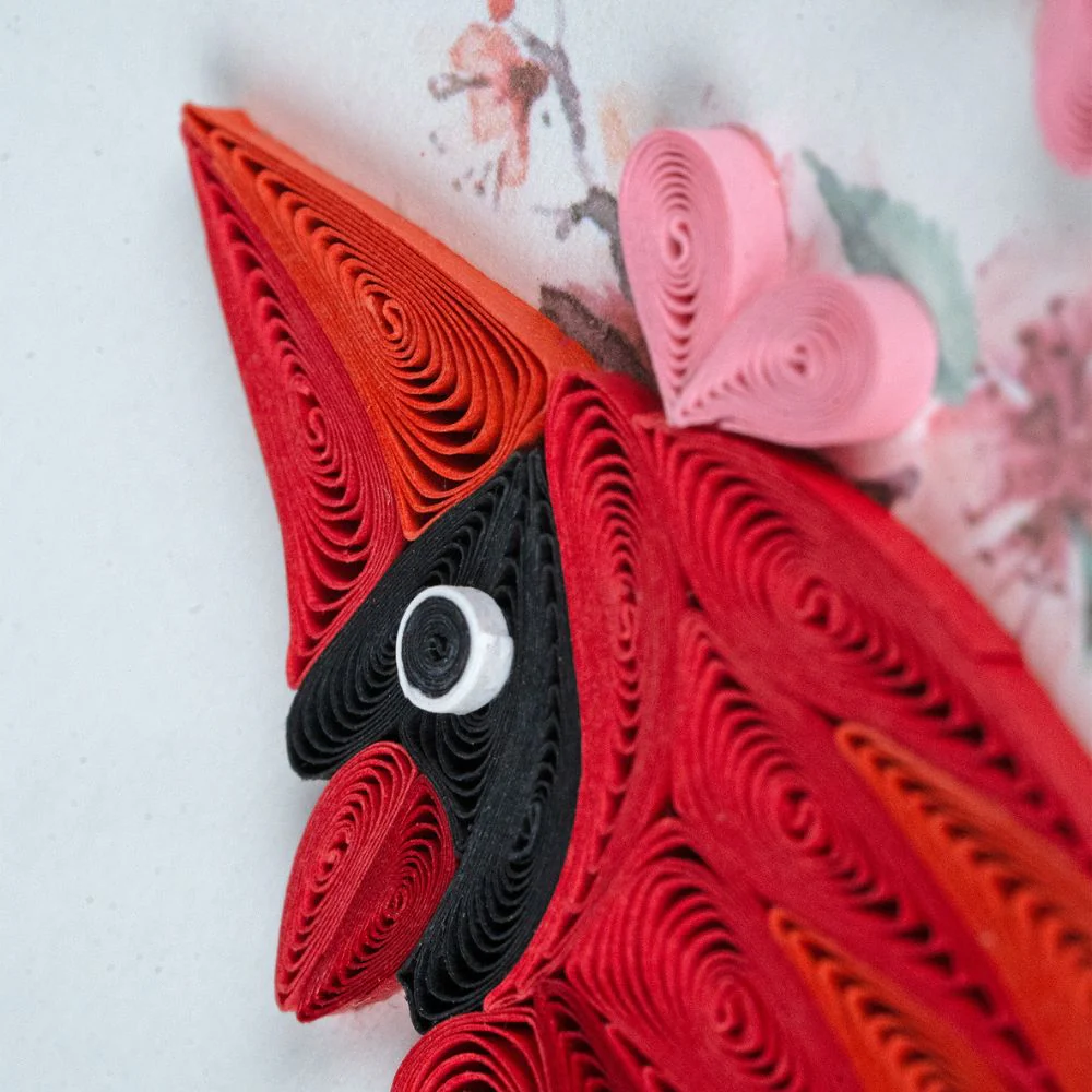 Cardinal and Cherry Blossom Quilled Greeting Card - Image 3