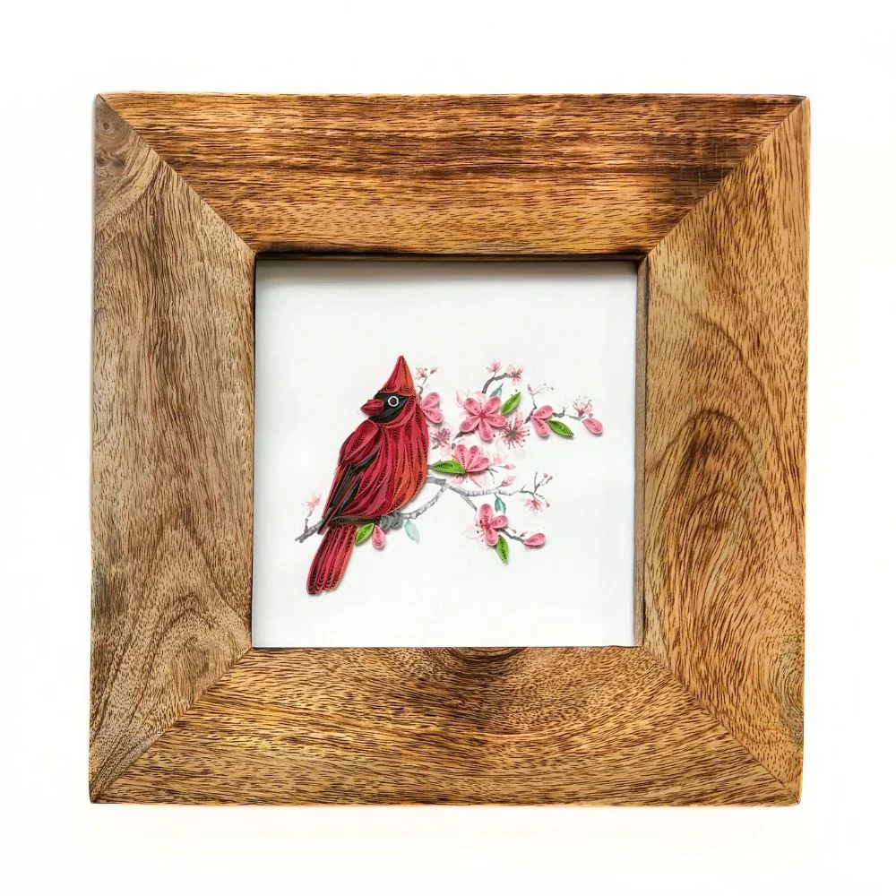 Cardinal and Cherry Blossom Quilled Greeting Card - Image 5