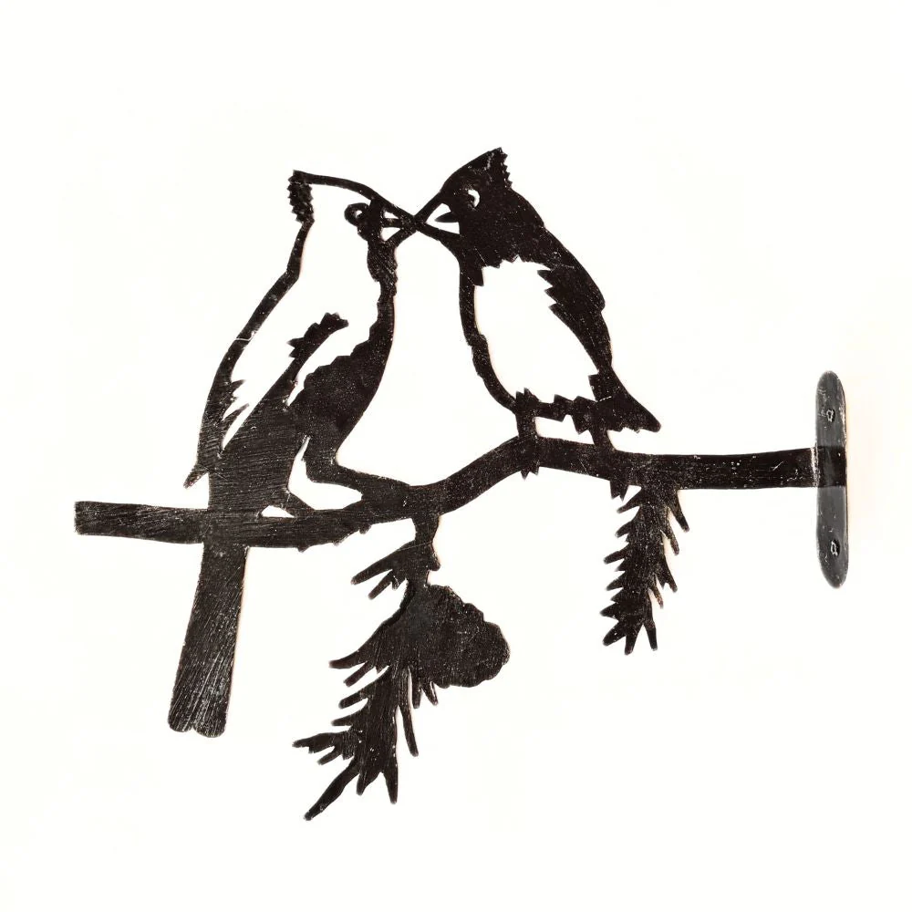 Cardinal Couple on a Branch Metal Sculpture - Image 2