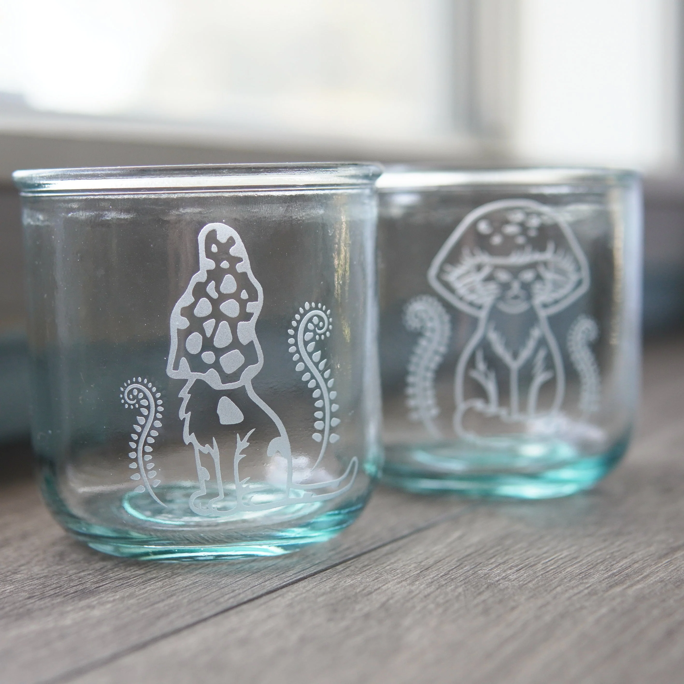 Cat Mushrooms Rustic Recycled Glass Candle Cup - Image 5