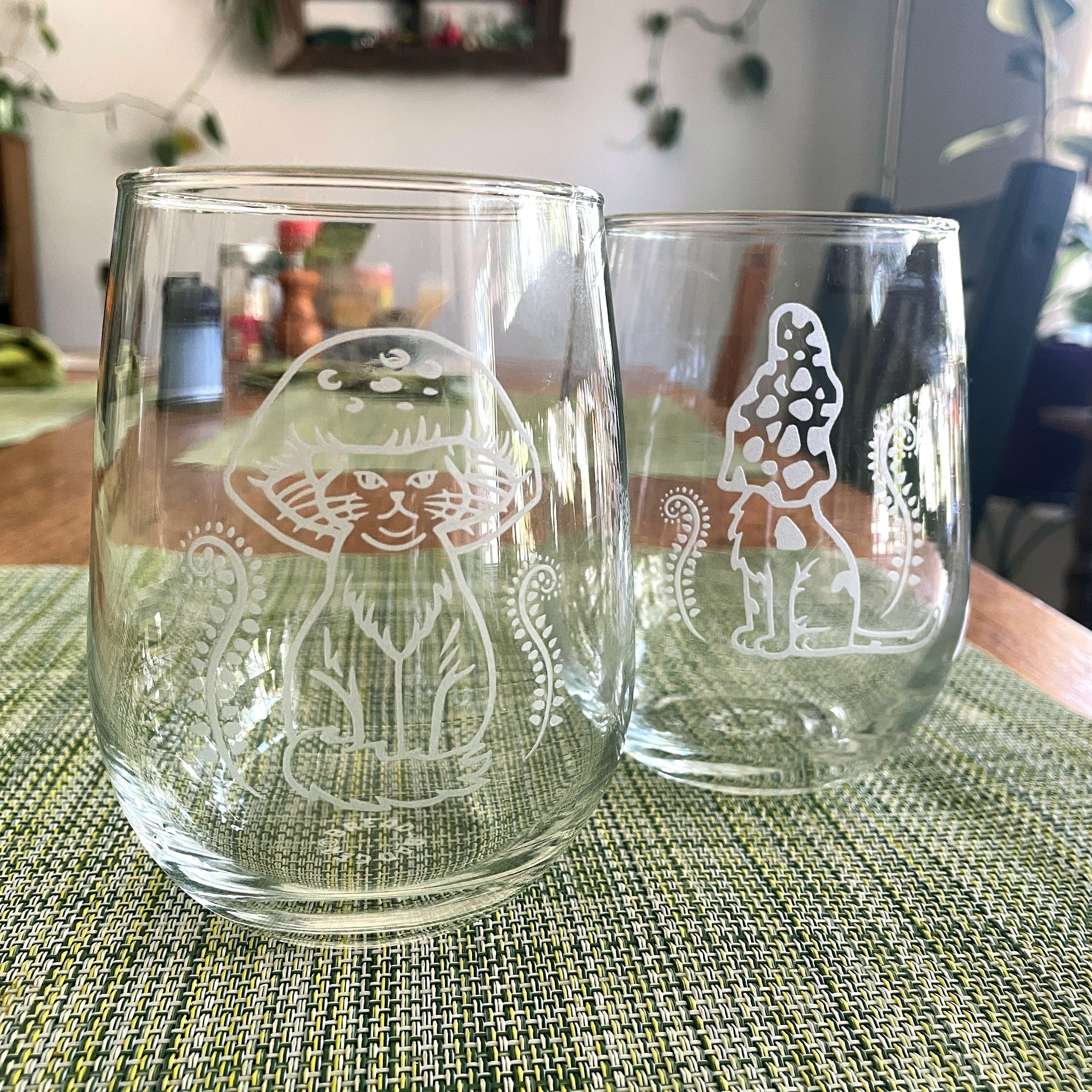 Cat Mushrooms Wine Glass - Image 4