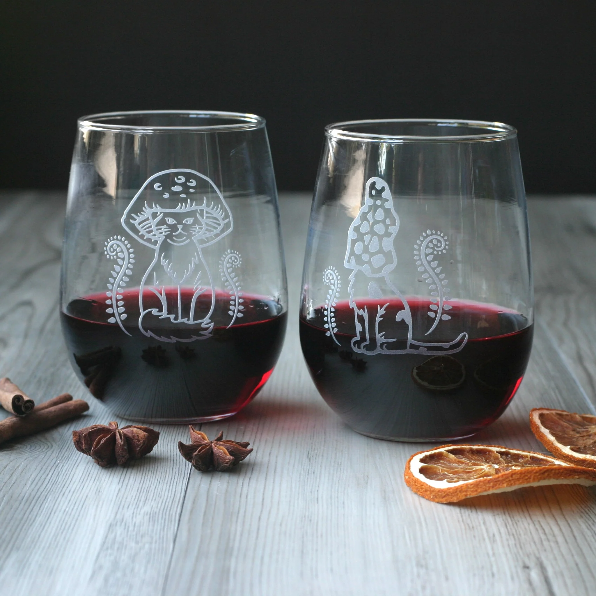 Cat Mushrooms Wine Glass - Image 5