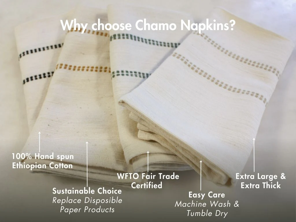 Chamo Handwoven Ethiopian Cotton Napkins | Set of 2 - Image 2