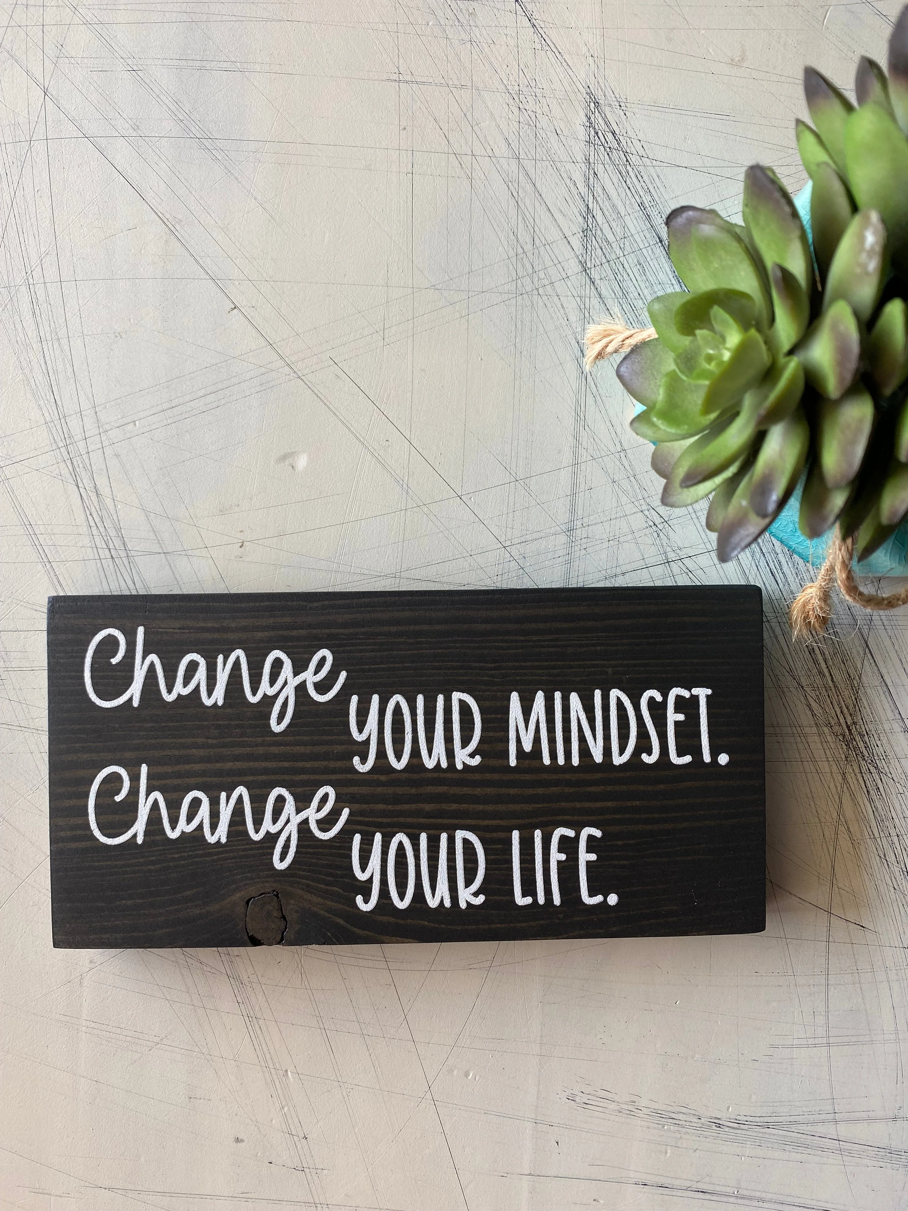 Change your mindset. Change your life. - mini wood sign - Image 2