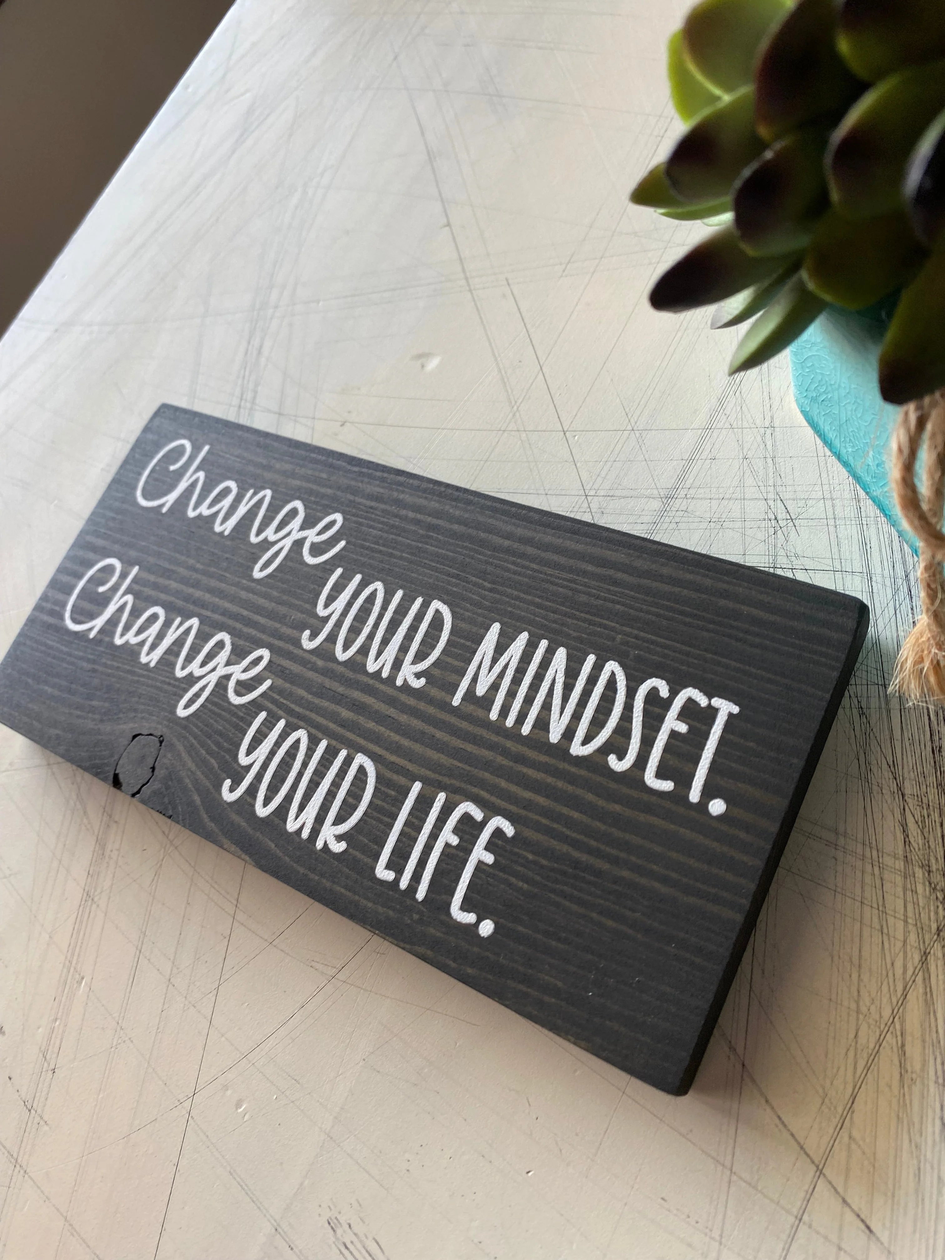 Change your mindset. Change your life. - mini wood sign - Image 3