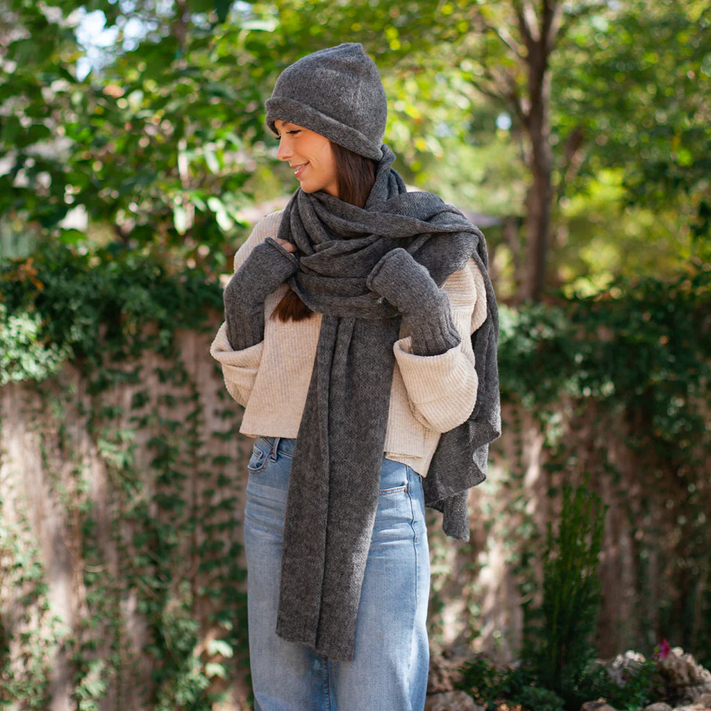 Charcoal Essential Knit Alpaca Beanie - Image 3