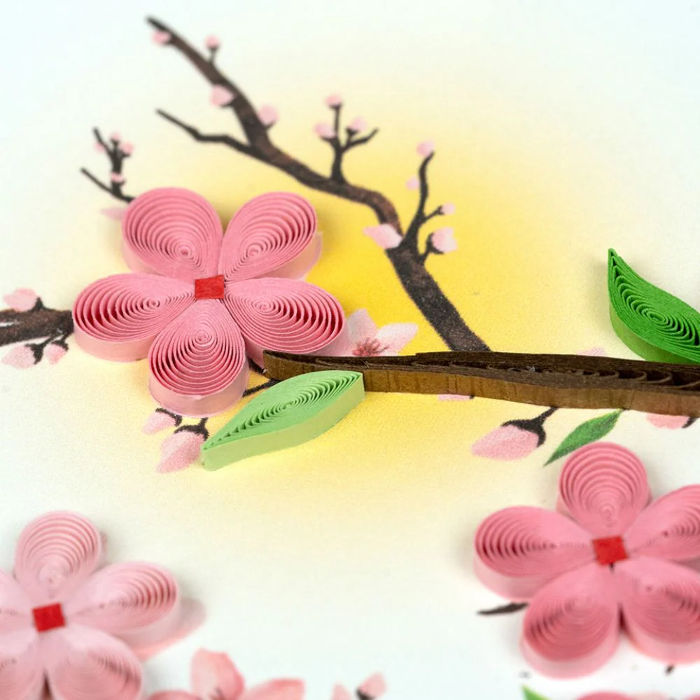 Cherry Blossoms Quilled Greeting Card - Image 3