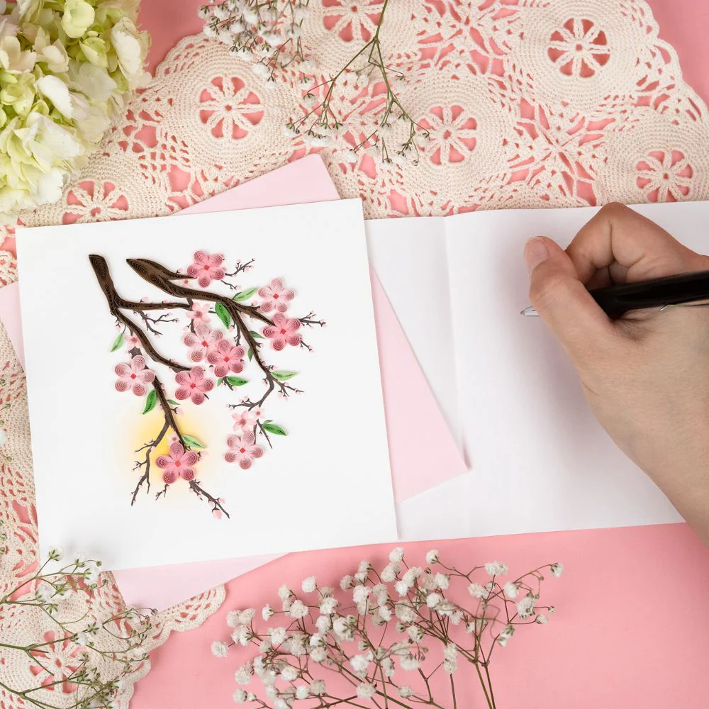 Cherry Blossoms Quilled Greeting Card - Image 4