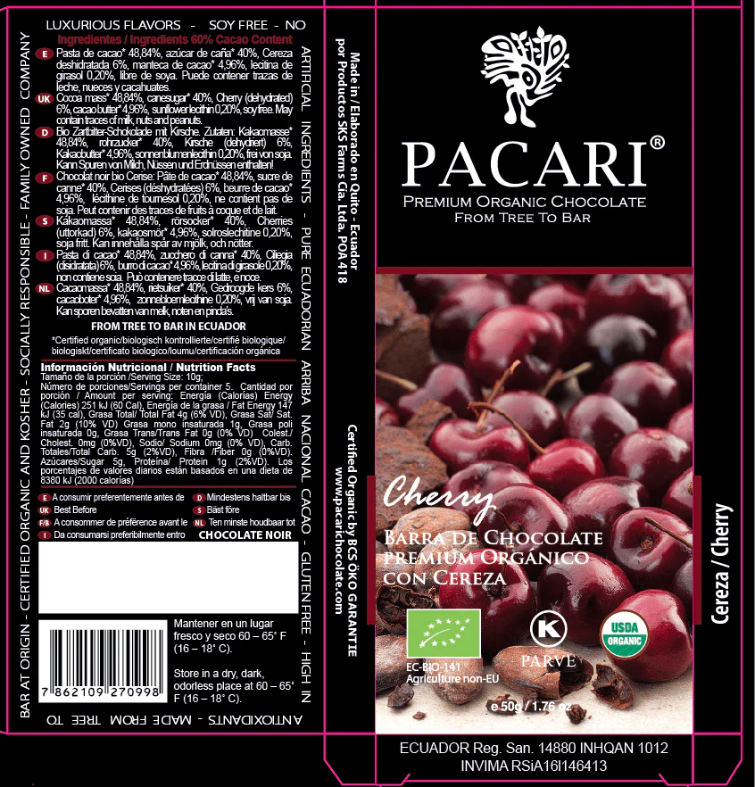 Cherry Organic Chocolate Bar - Image 3