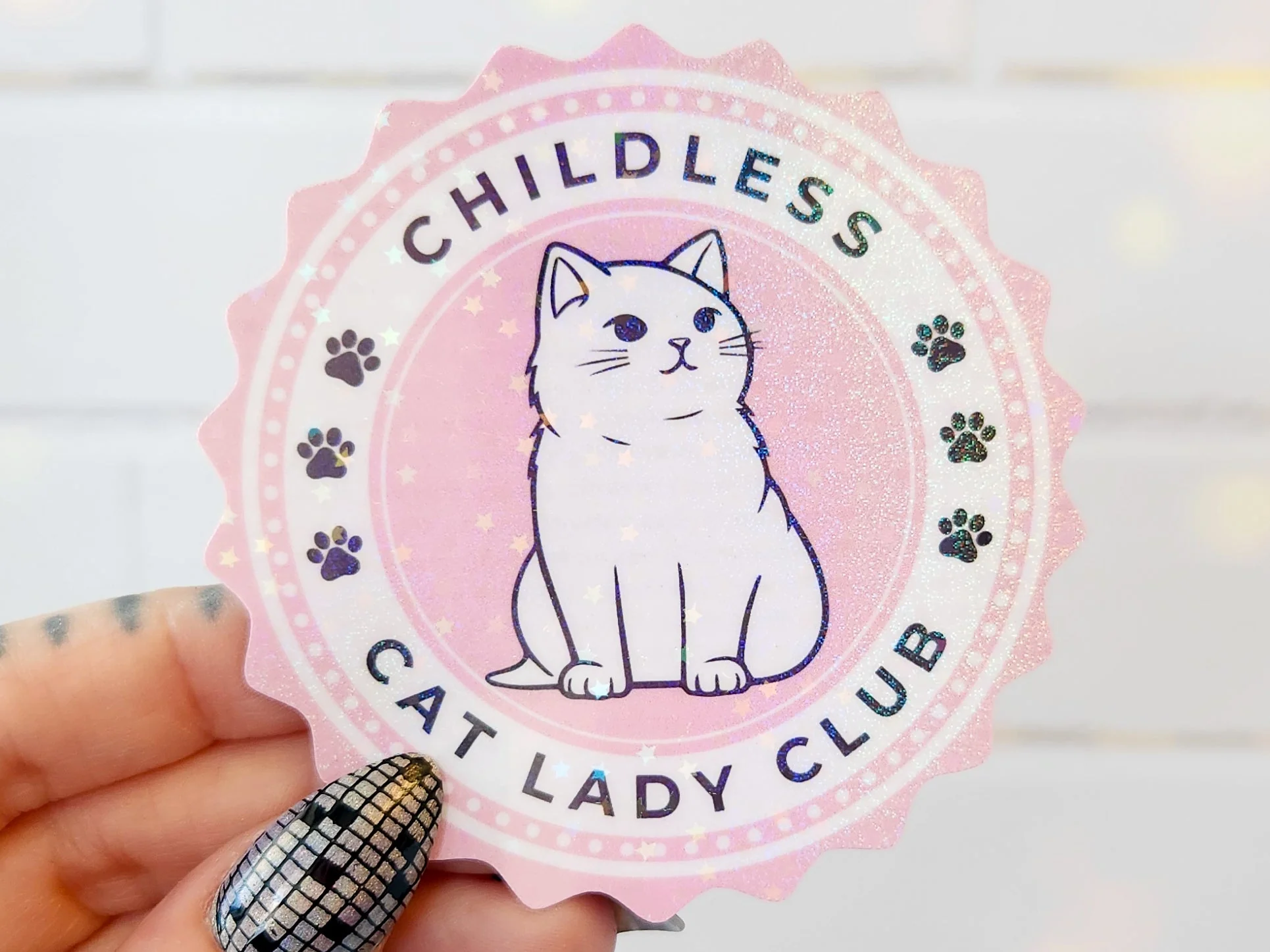 Childless Cat Lady Club Sticker, 3" - Image 2