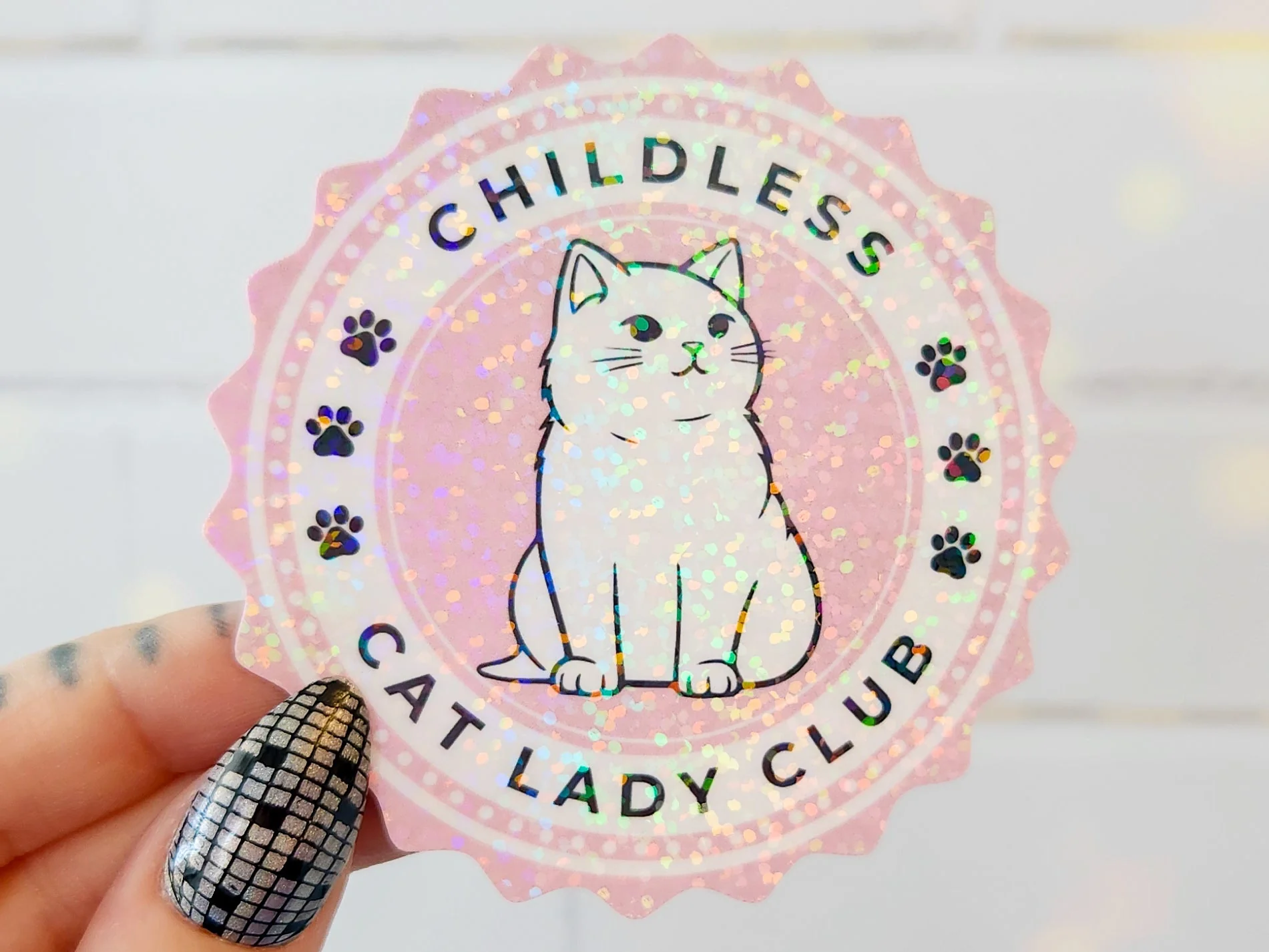 Childless Cat Lady Club Sticker, 3" - Image 3
