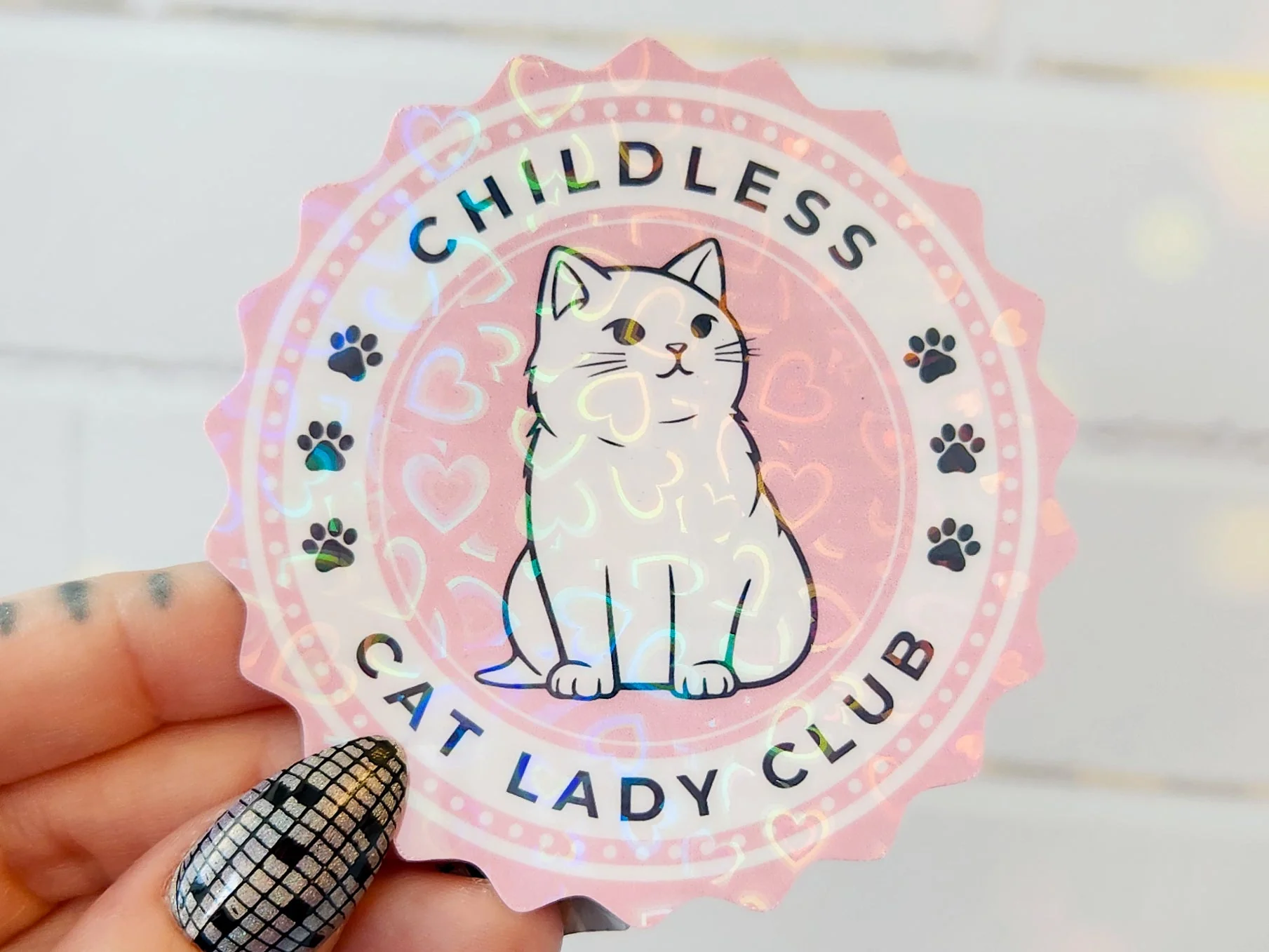 Childless Cat Lady Club Sticker, 3" - Image 4