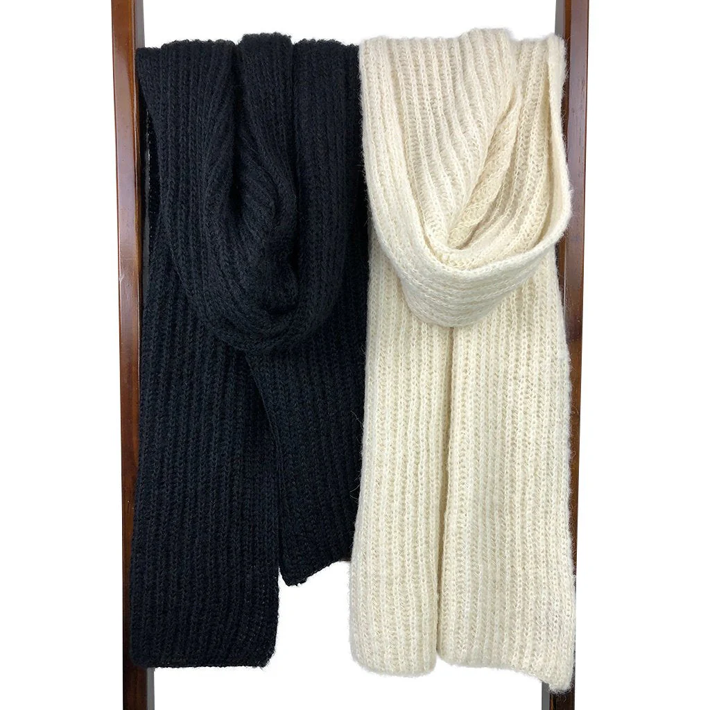 Chunky Black Knit Alpaca Scarf - Image 3