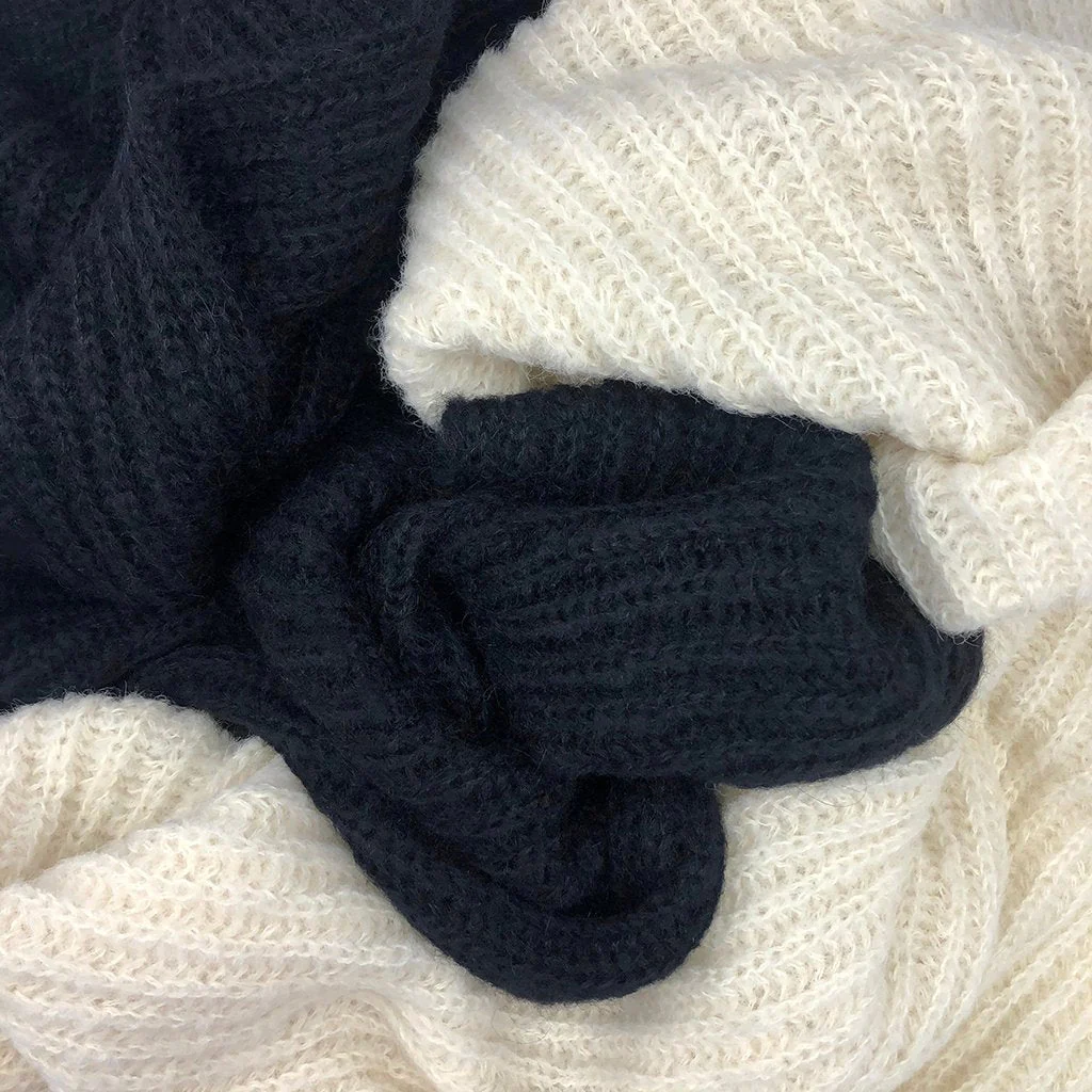 Chunky Black Knit Alpaca Scarf - Image 4