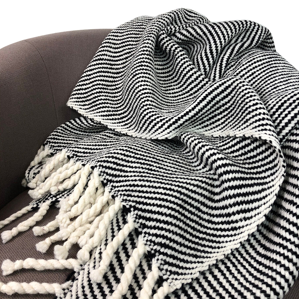 Chunky Black Stripe Alpaca Throw - Image 2