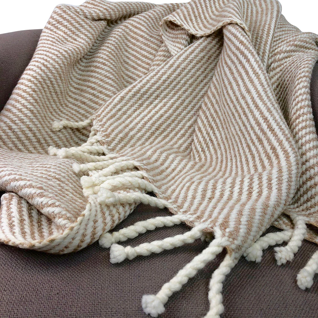 Chunky Camel Stripe Alpaca Throw - Image 3