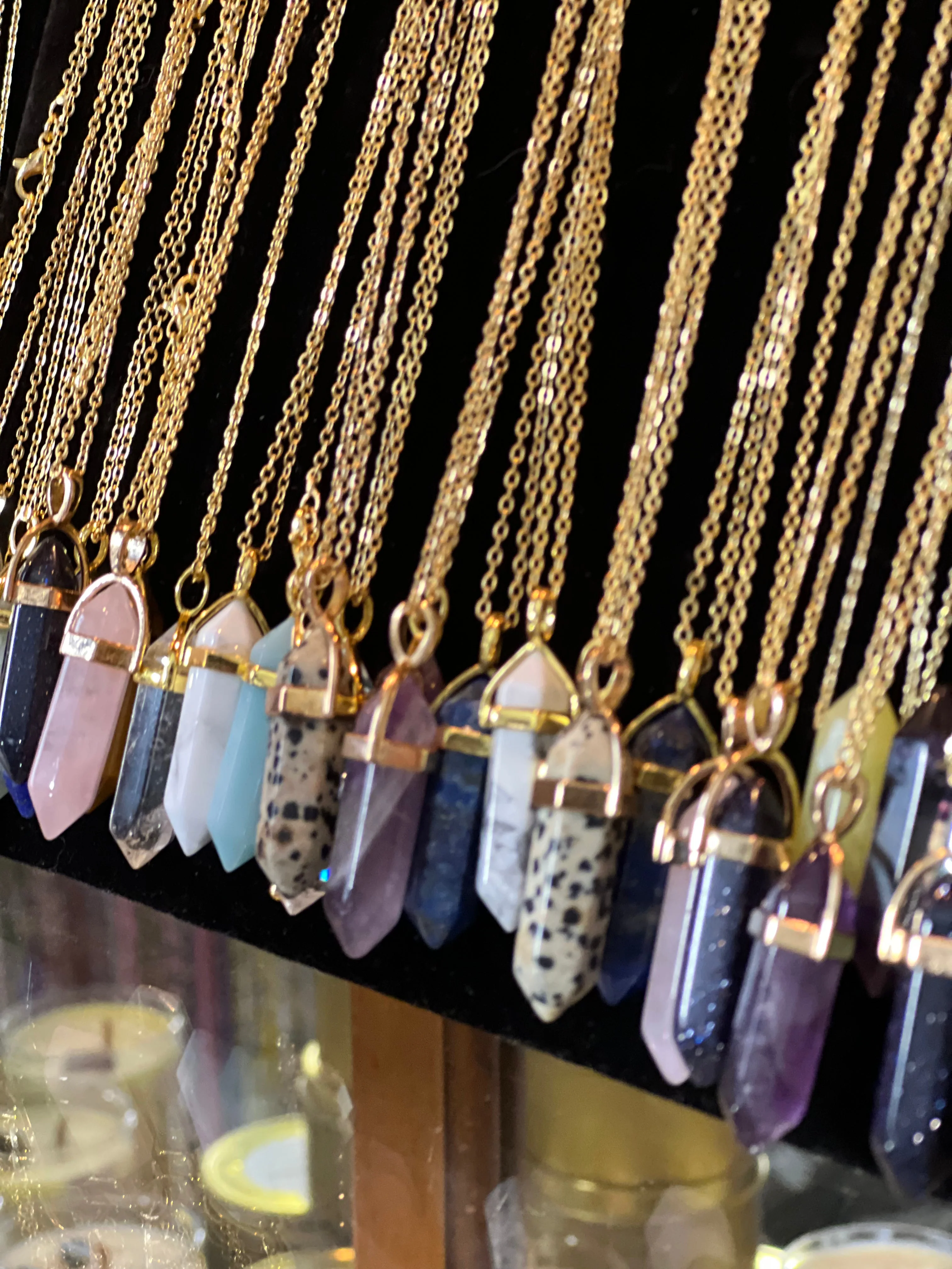 Classic Hexagon healing crystal necklaces - Gold chain - Image 2
