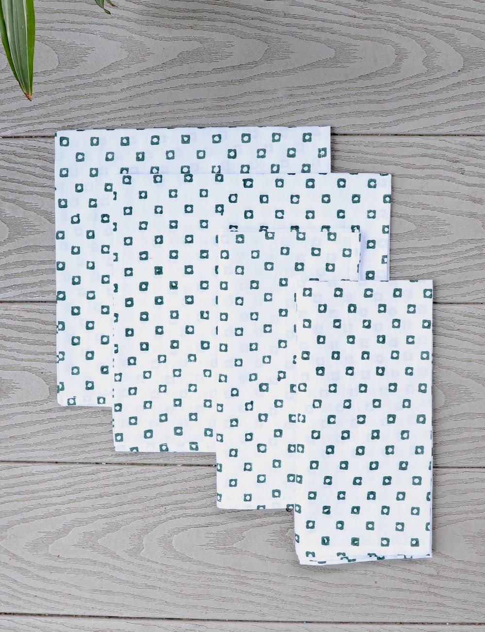 Cloth Napkins- Green Squares - Set of 4 - Image 3