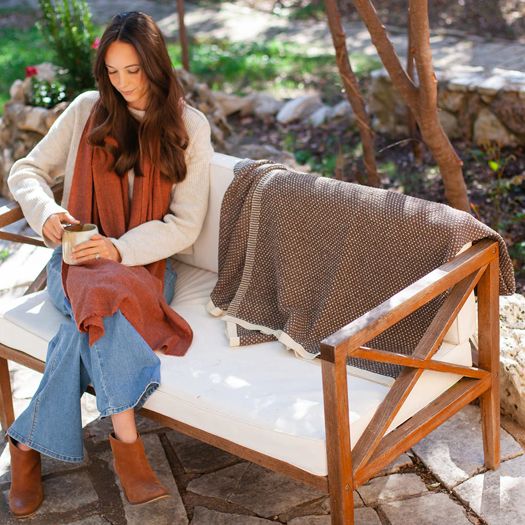 Cocoa Dot Reversible Alpaca Throw - Image 5