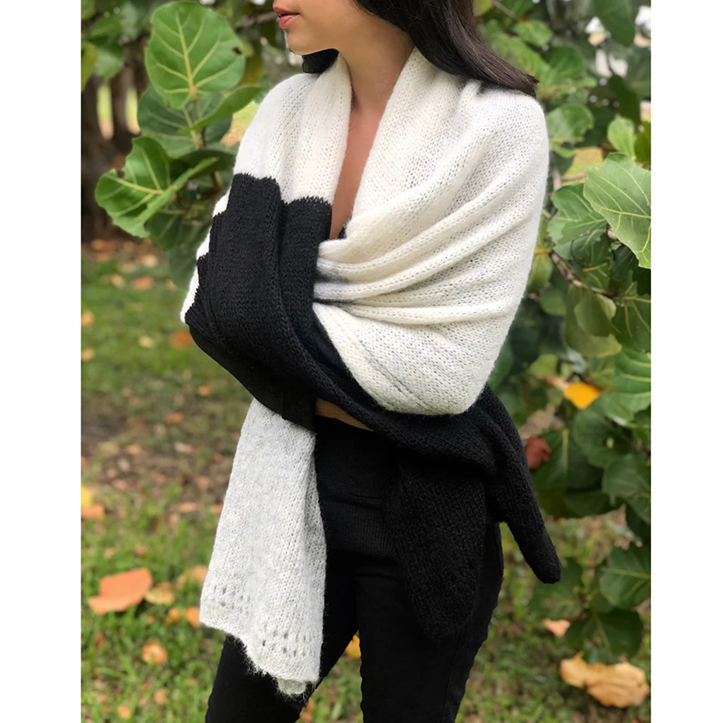 Color Block Alpaca Wrap Scarf - Image 4