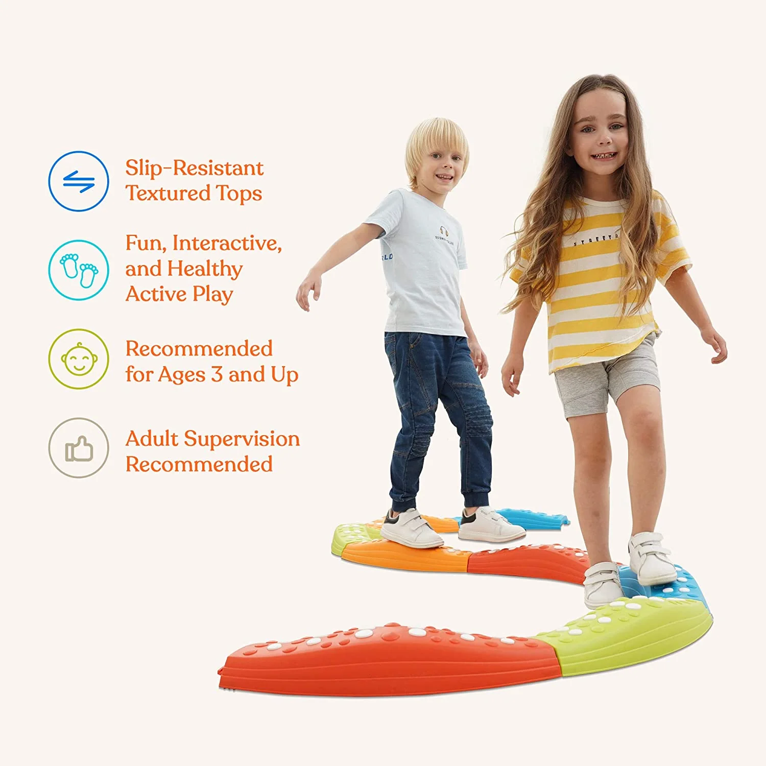 Colored Wavy Circle Balance Beams Stepping Stones for Kids, 8 Pc. Set - Image 2