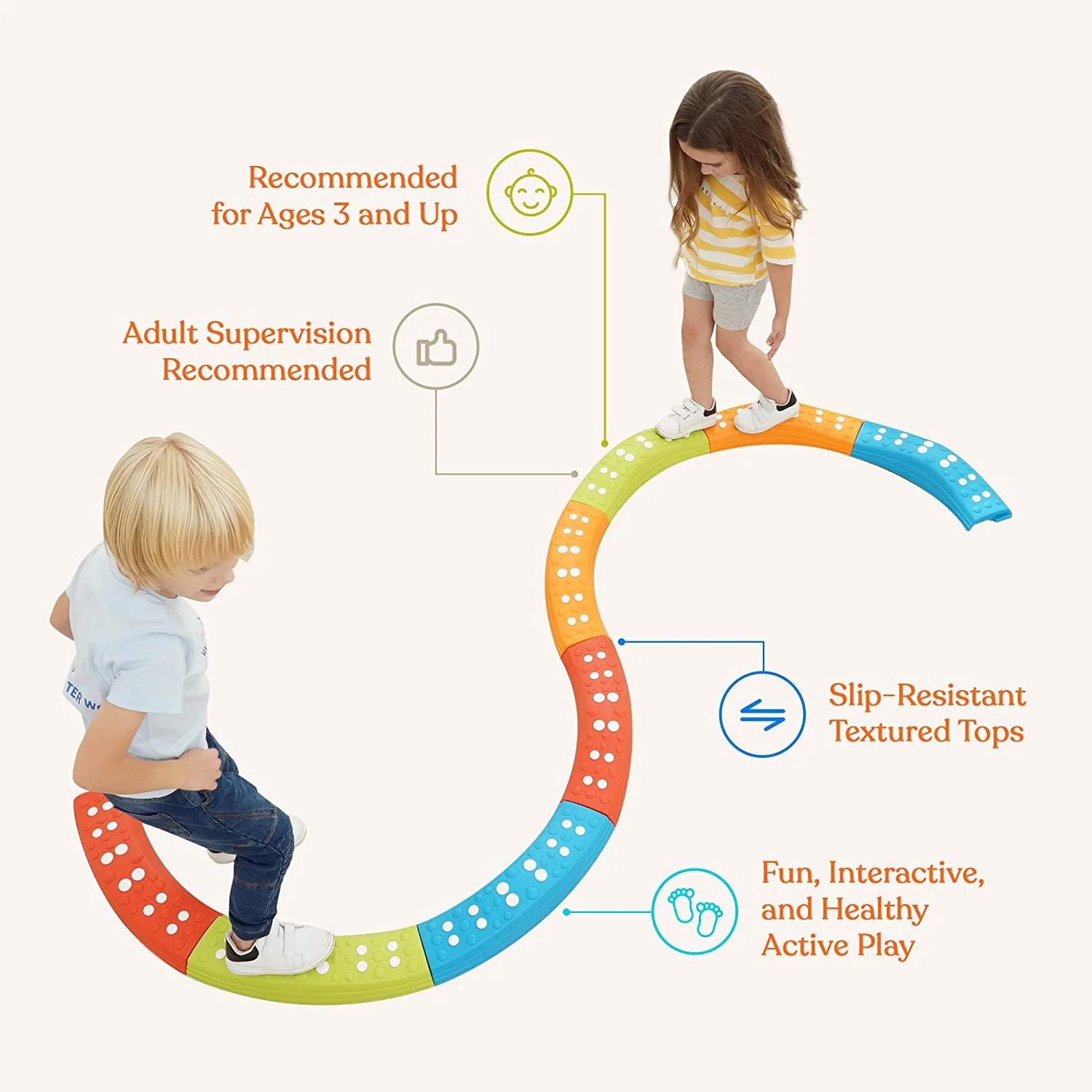 Colored Wavy Circle Balance Beams Stepping Stones for Kids, 8 Pc. Set - Image 6