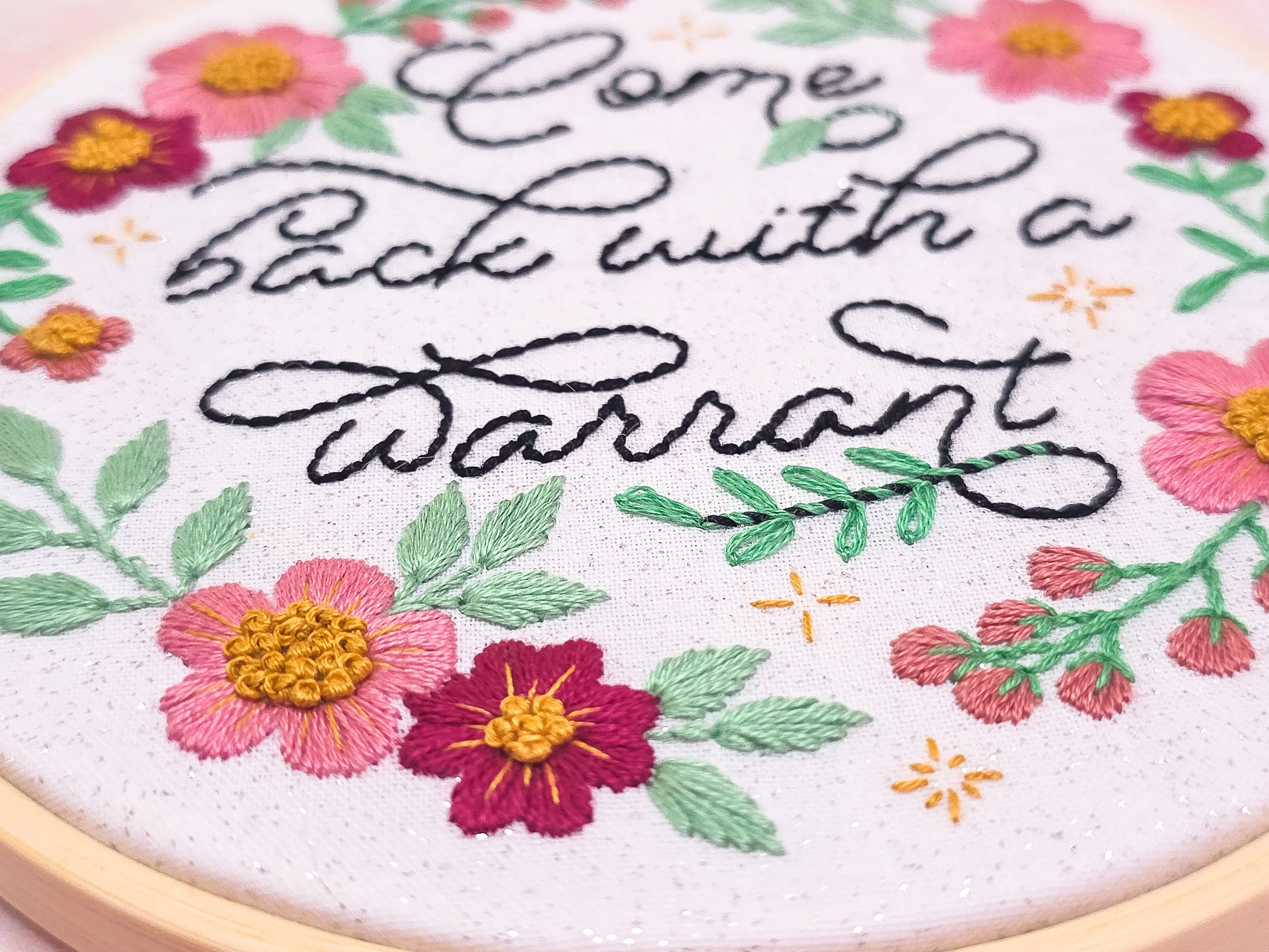 Come Back With a Warrant Embroidery Kit - Beginner Friendly - Image 2