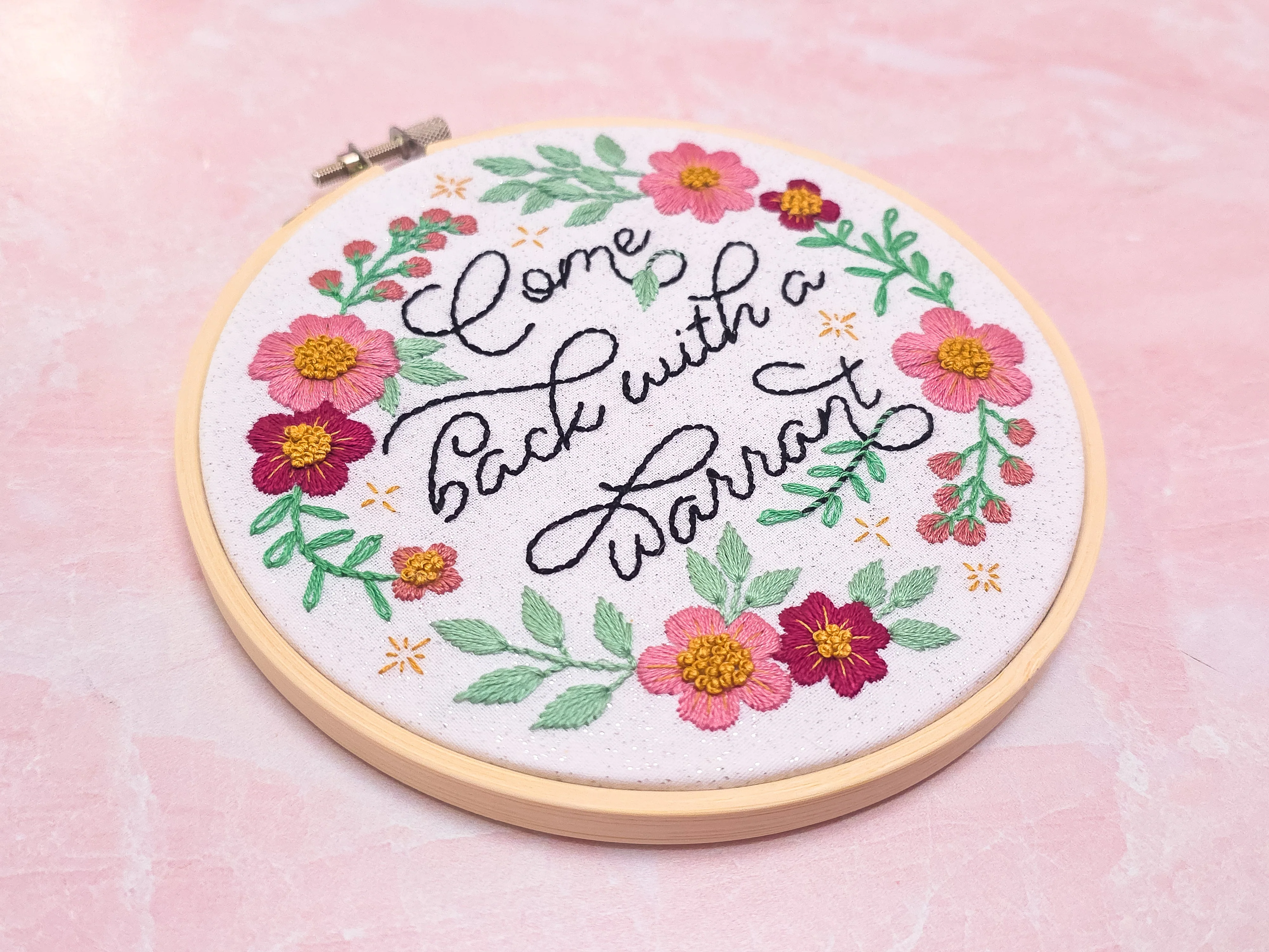 Come Back With a Warrant Embroidery Kit - Beginner Friendly - Image 3