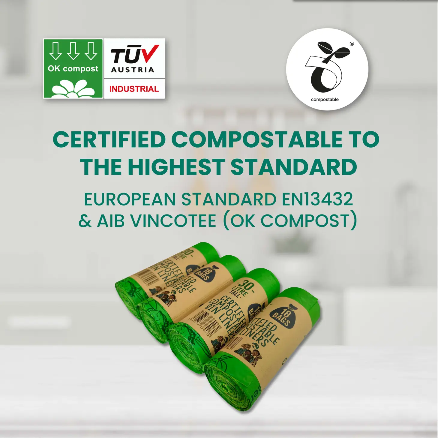 Compostable Bin Liners (8 gallon) | 1 roll of 18 bags - Image 7