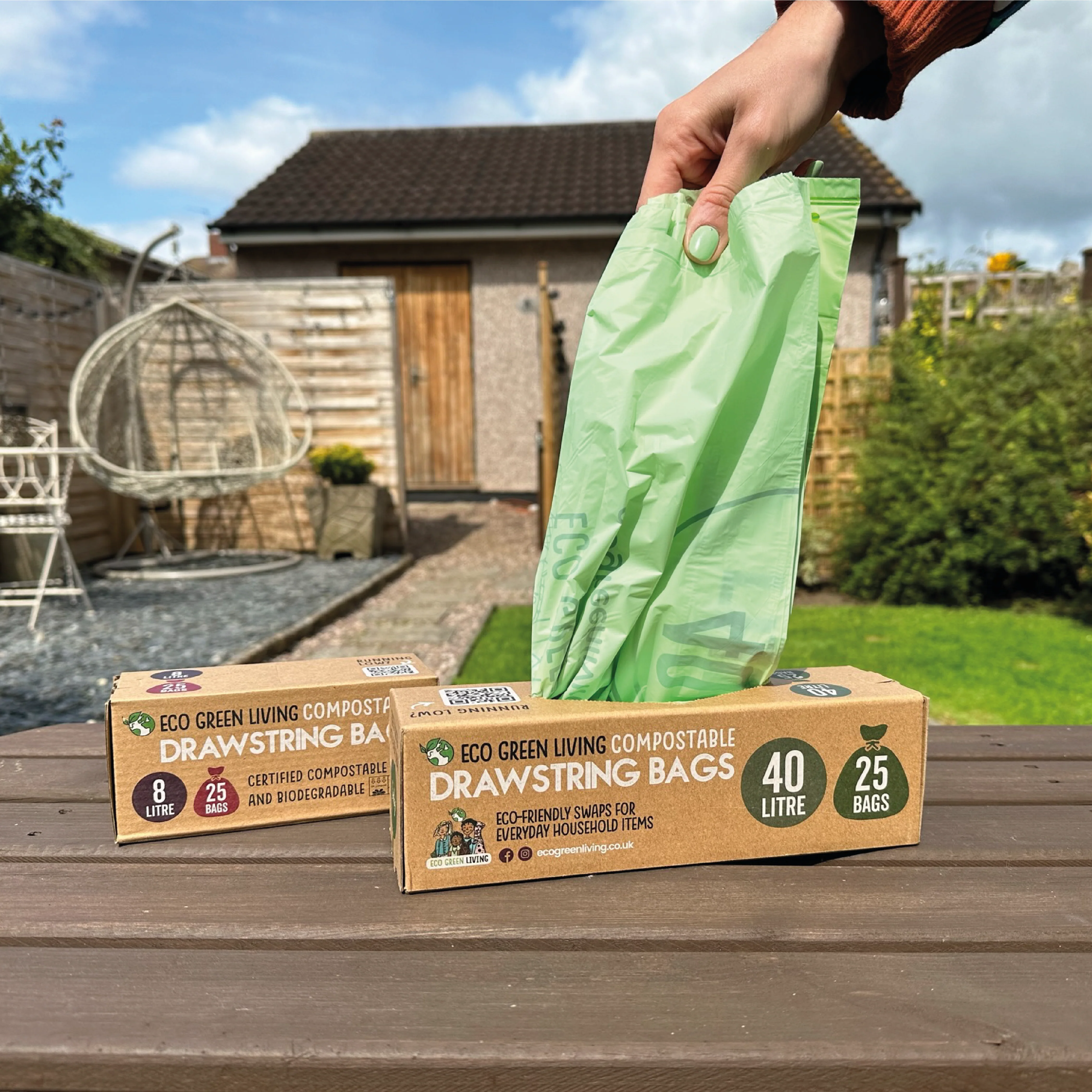 Compostable Drawstring Bin Bags | 10.5 Gallons (25 bags) - Image 2