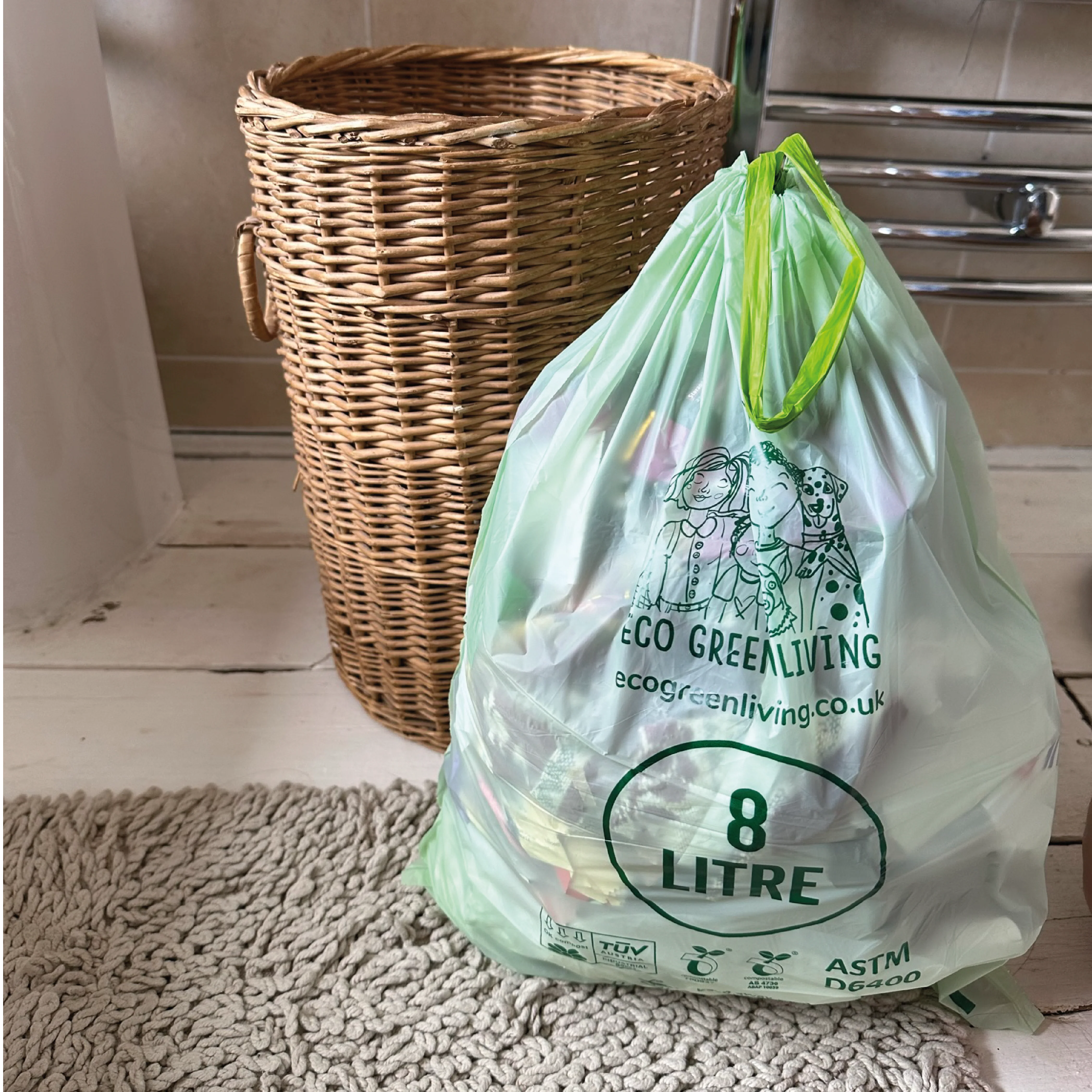 Compostable Drawstring Bin Bags | 2 Gallon (25 bags) - Image 5