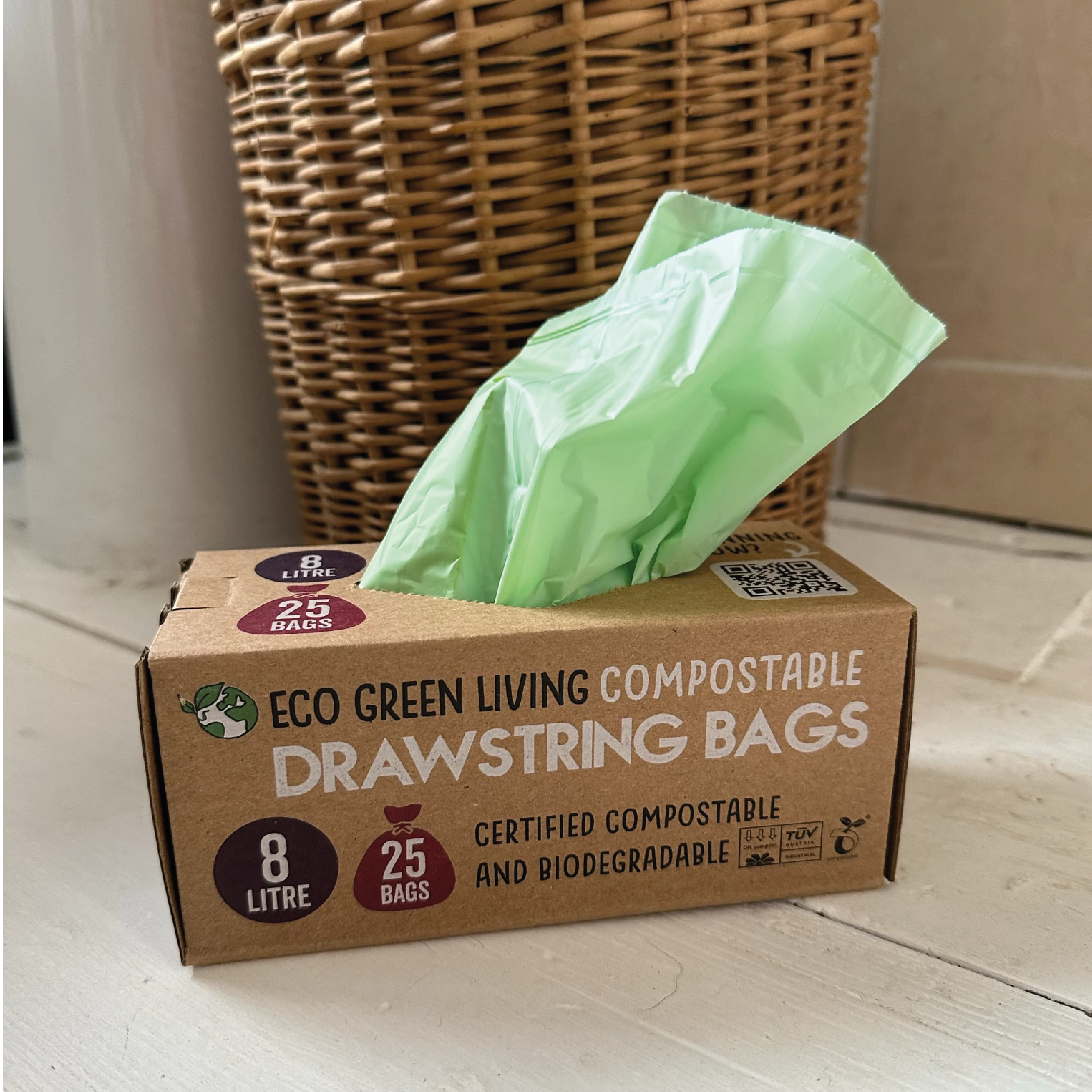 Compostable Drawstring Bin Bags | 2 Gallon (25 bags) - Image 6