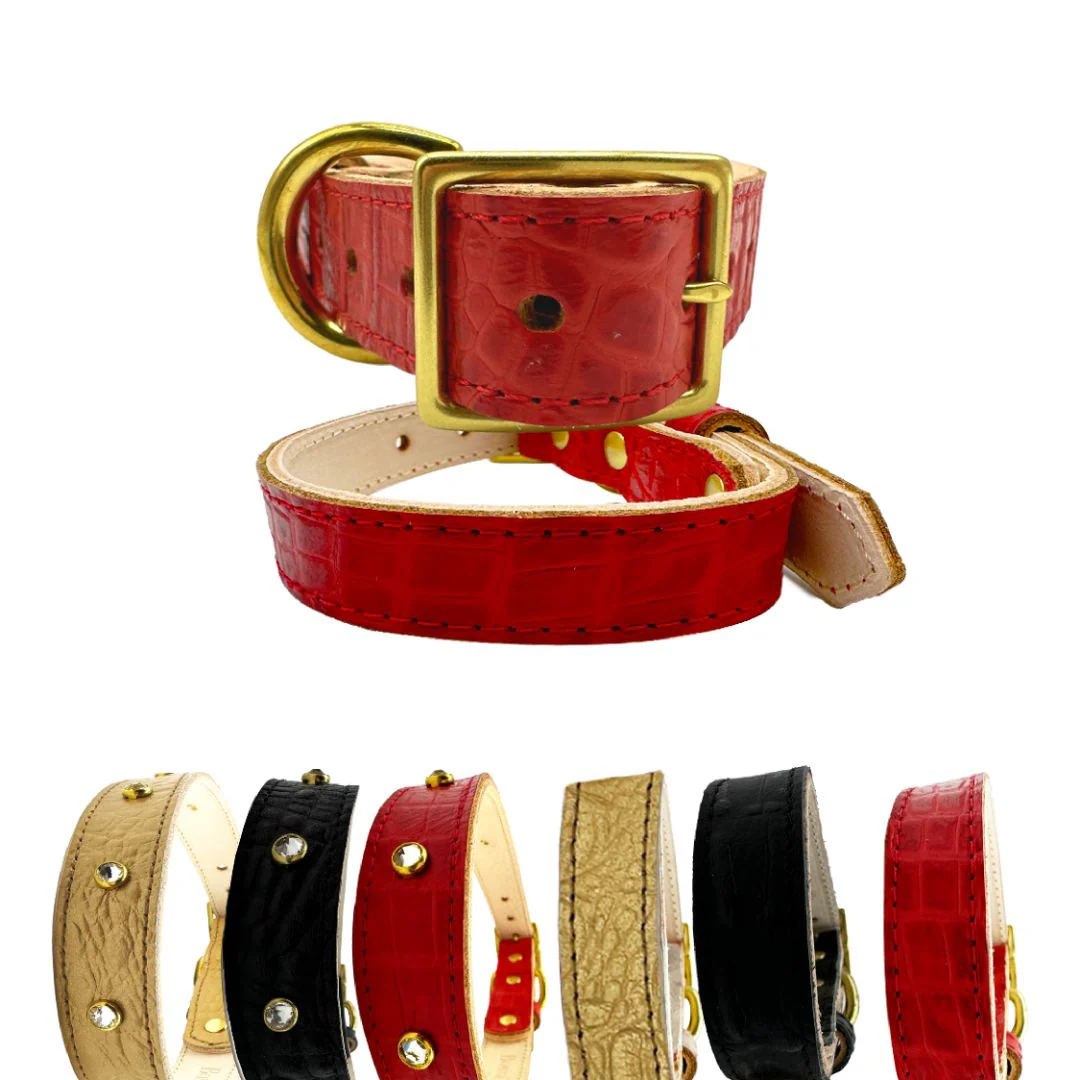 Croc Leather Dog Collar - Image 3